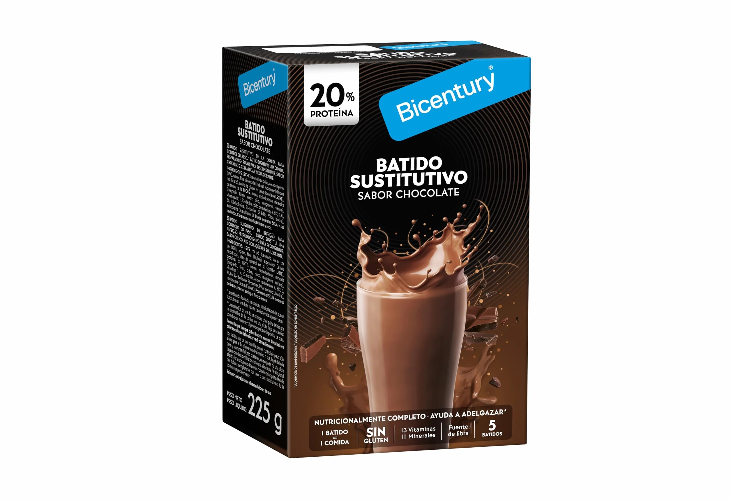 Bicentury Batido Sustitutivo con Proteína Sabor Chocolate 225 gr