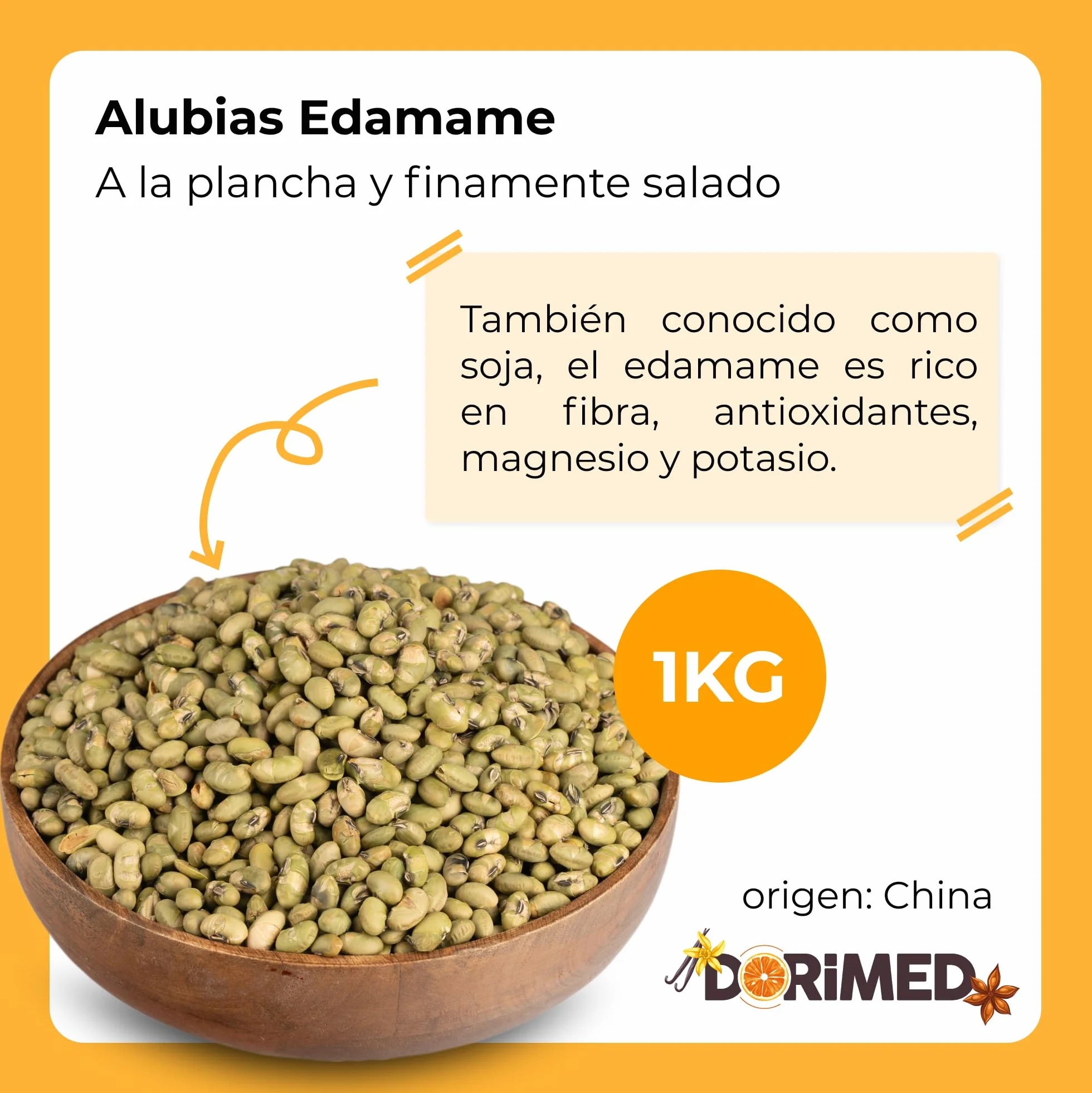 Edamame Tostado 1 Kg Soja Verde Natural Sin OGM Sin Gluten Vegano Snack Proteína