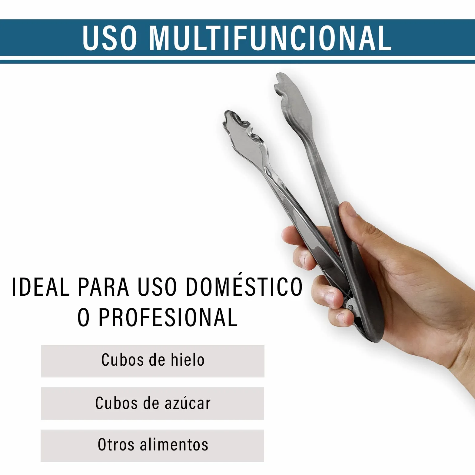 Pinzas para Hielo Pack de 3 para Servir Cubitos, Aperitivos y Cócteles