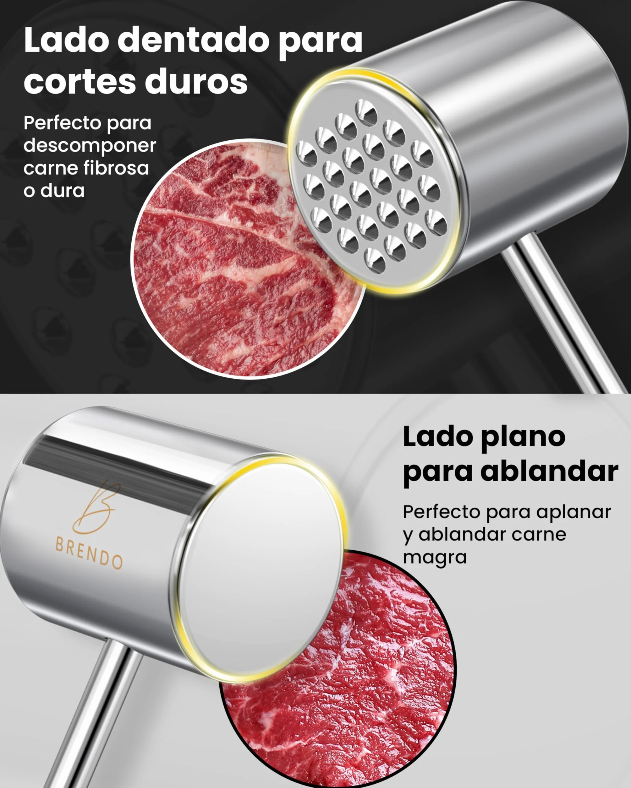 Mazo para filetes de acero inoxidable doble cara Brendo