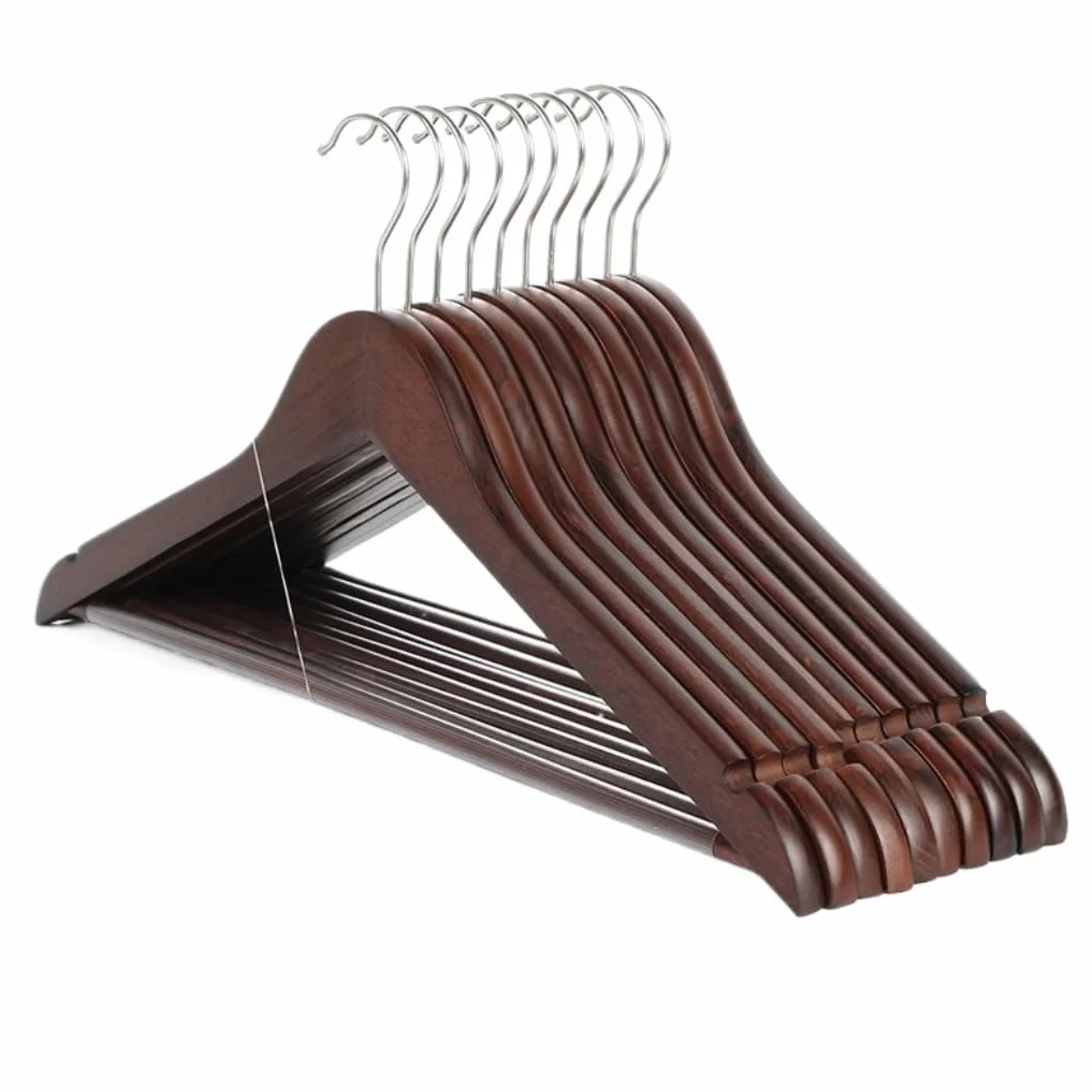Colgador De Ropa De Madera De Haya, Colgadores De Gancho De Metal con Muescas, Colgador De Gancho De Metal Antideslizante, Estante para Ropa De Armario para Sudadera(A,5pcs)