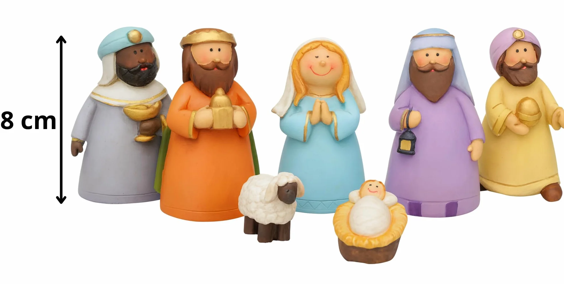 Belén Infantil Completo con 7 Figuras de 9 cm. Portal del Nacimiento Infantil para Decorar en Navidad. Completa tu Escena con Las Figuritas del Pesebre.