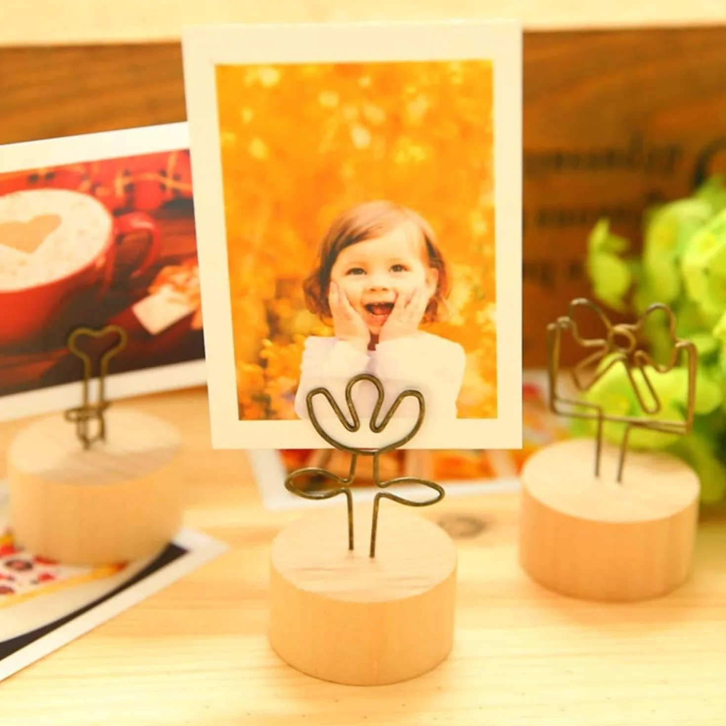 28 Piezas Memo Clip, Clip de Nota Memo, Soporta Tarjetas Madera, Porta Tarjetas de Madera, Soporta Tarjetas Mesa Boda, para Cenas Familiares, Bodas, Oficinas, Decoración de Restaurantes (7 Estilos)