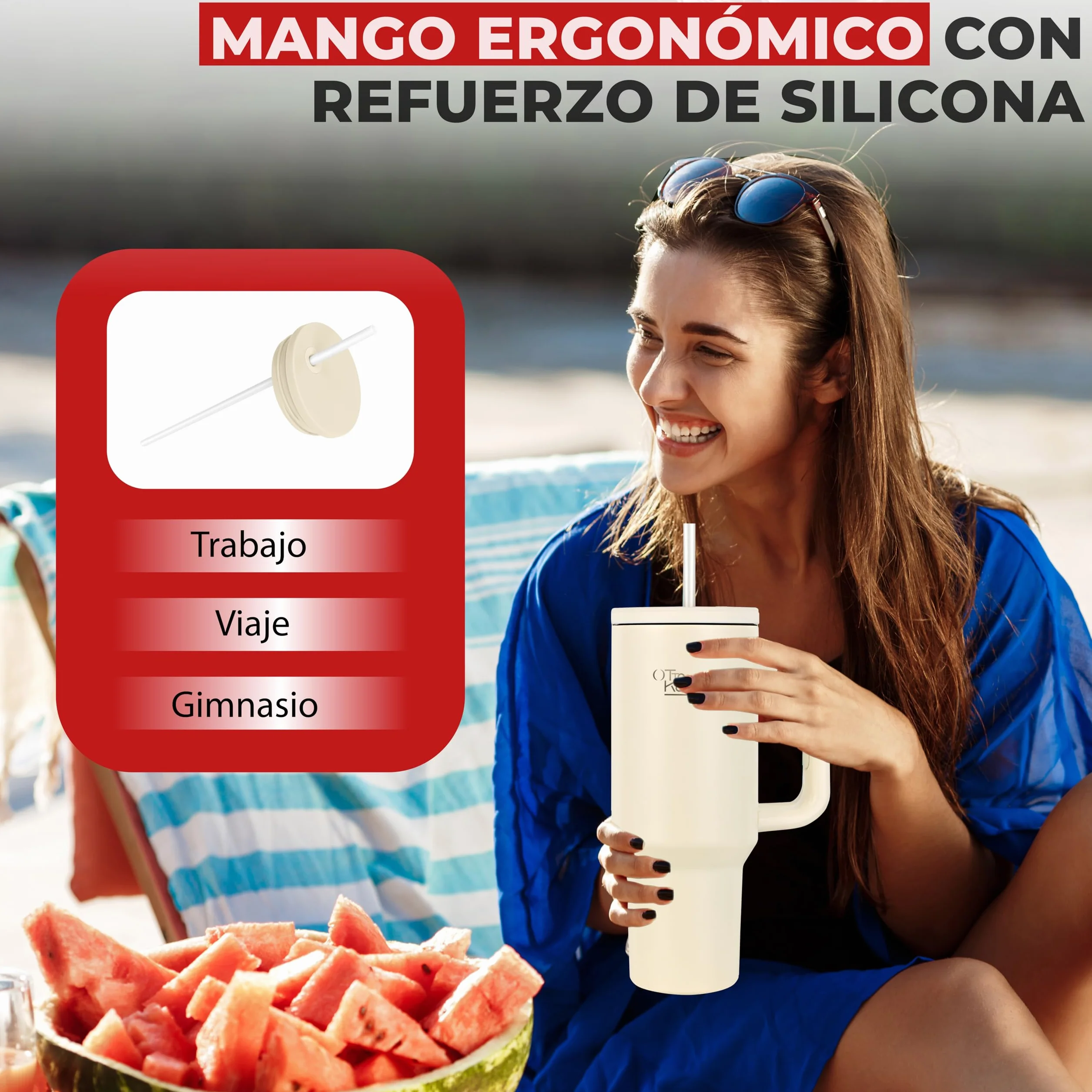 Otto Koning Vaso Térmico 1,2L (40oz) Acero Inoxidable Doble Pared Mantiene Frío 16h Calor 12h Sin BPA
