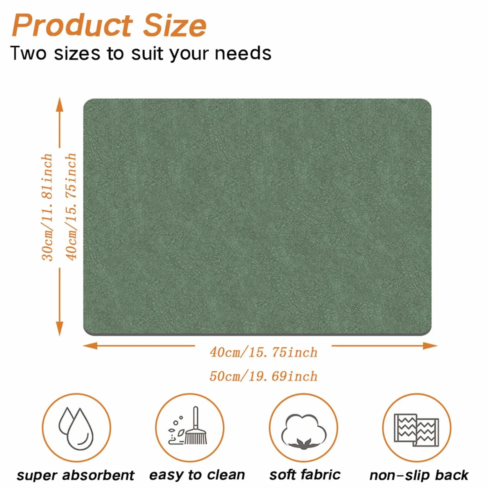 Morbuy Alfombrilla de Secado para Platos, Color Sólido Estera Fregadero Secado Rápido Alfombrilla Escurreplatos Absorbente Alfombrilla para Secar Platos Antideslizante (30x40cm,Beige)