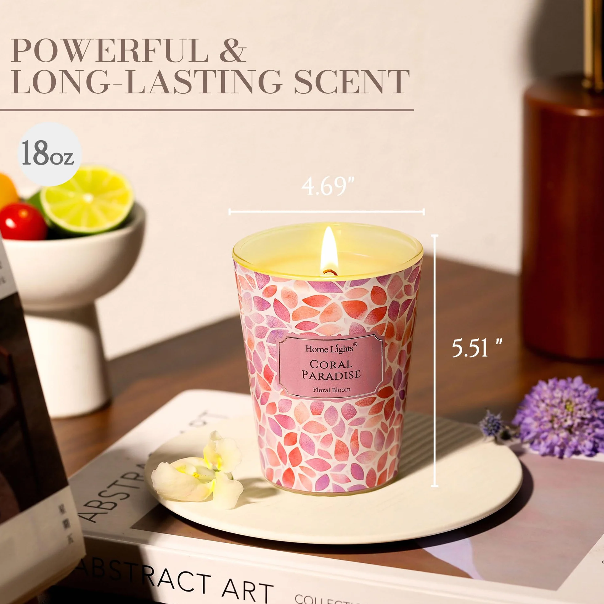 HomeLights Velas perfumadas Paraíso coral Velas de soja de 6.7oz, texturas naturales bohemias, frascos grandes de una mecha Velas ideales para regalar en eventos, alivio del estrés y relajación