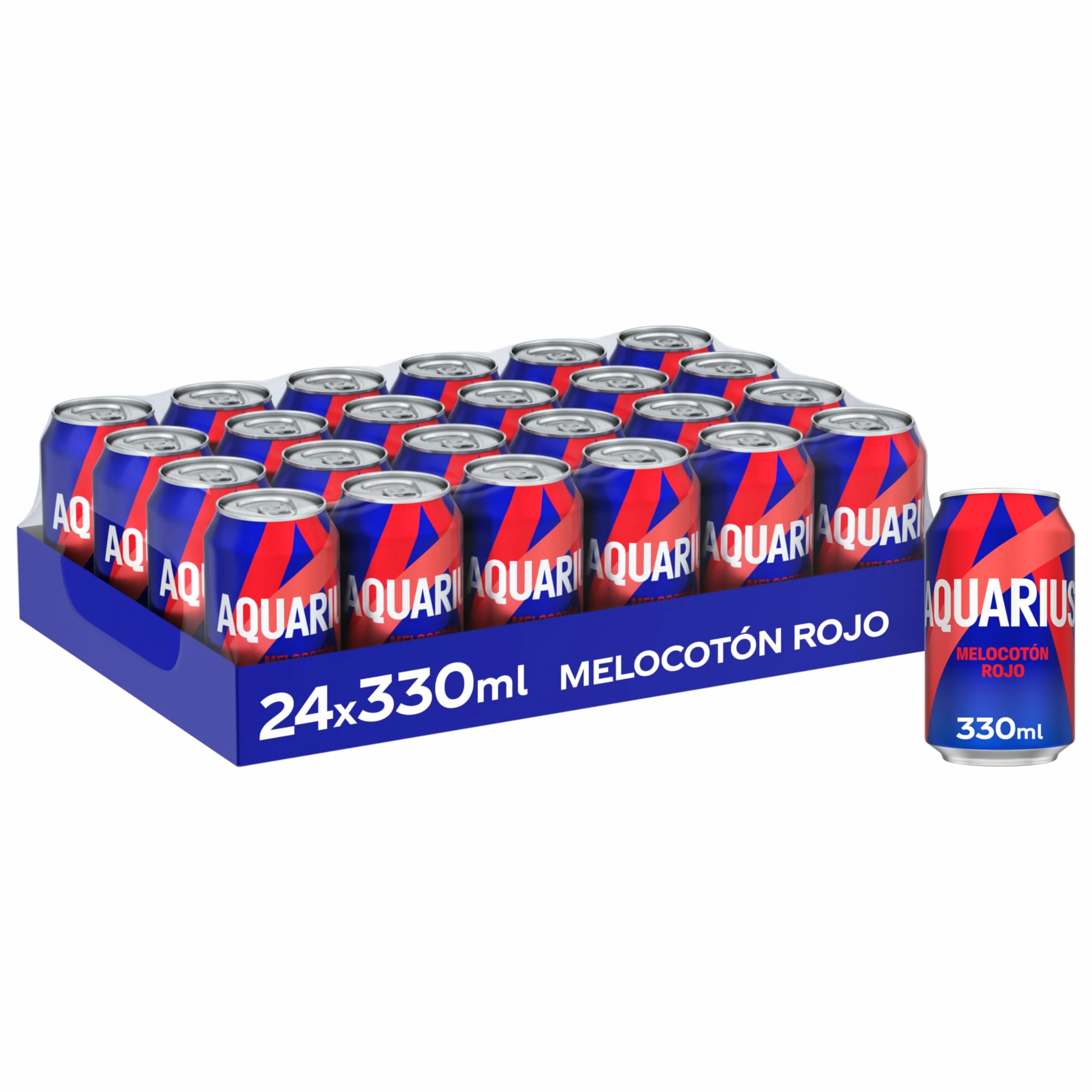AQUARIUS Melocotón Rojo Bebida Hidratante con Sales Minerales Baja en Calorías Pack 24 Latas 330ml