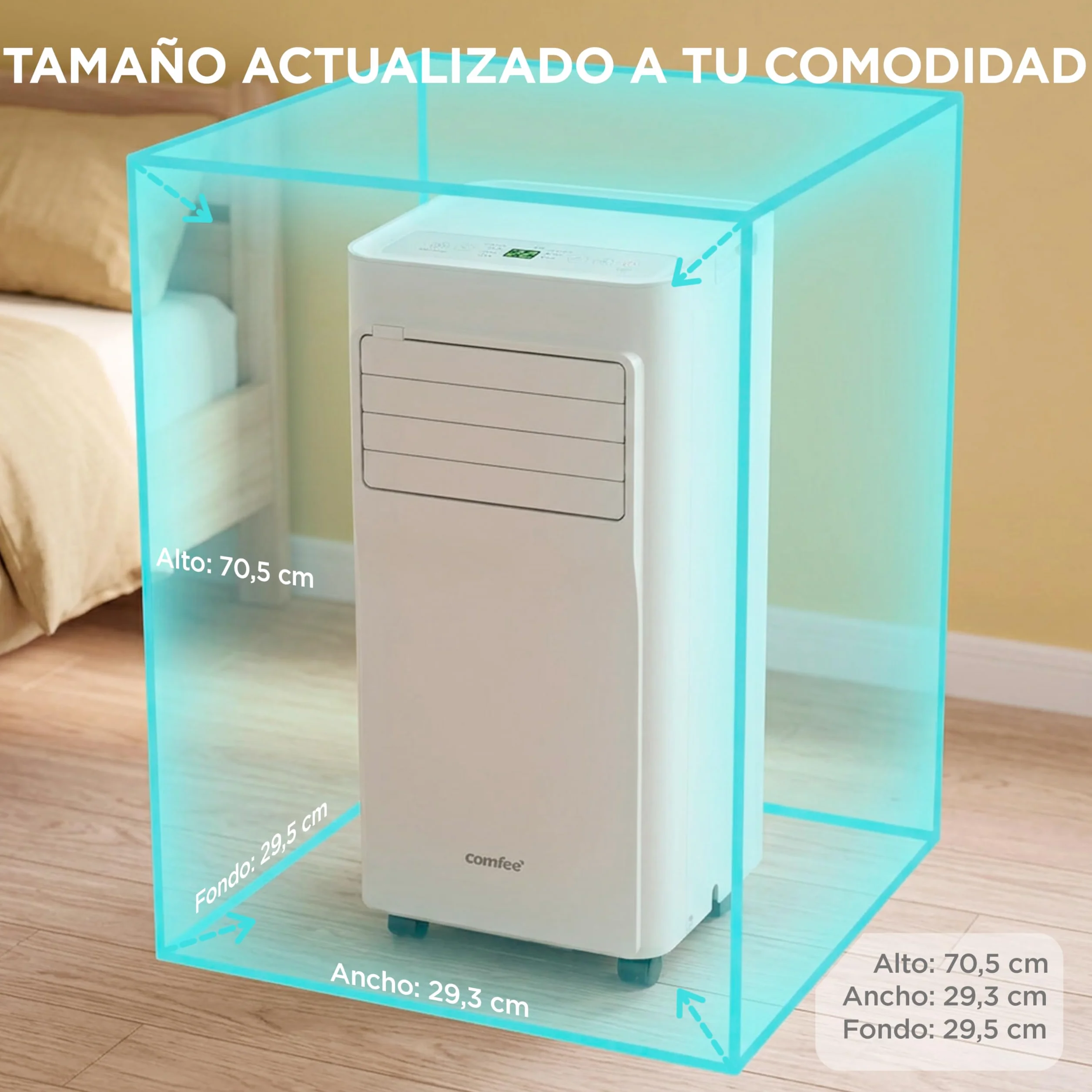 COMFEE Aire Acondicionado Portátil 3 en 1 9000 BTU 2250 Frigorías Climatizador Deshumidificador App Mando a Distancia