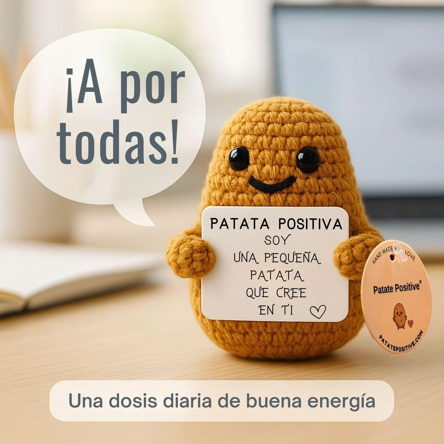 Patata Positiva© | Regalo Original y Divertido | Decoración Hogar | Idea Graciosa | Cumpleaños y Fiesta | Niña Niño Mujer Hombre Hermano Hermana Amigo | Sorpresa Oficina Compañero | Peluche Motivadora