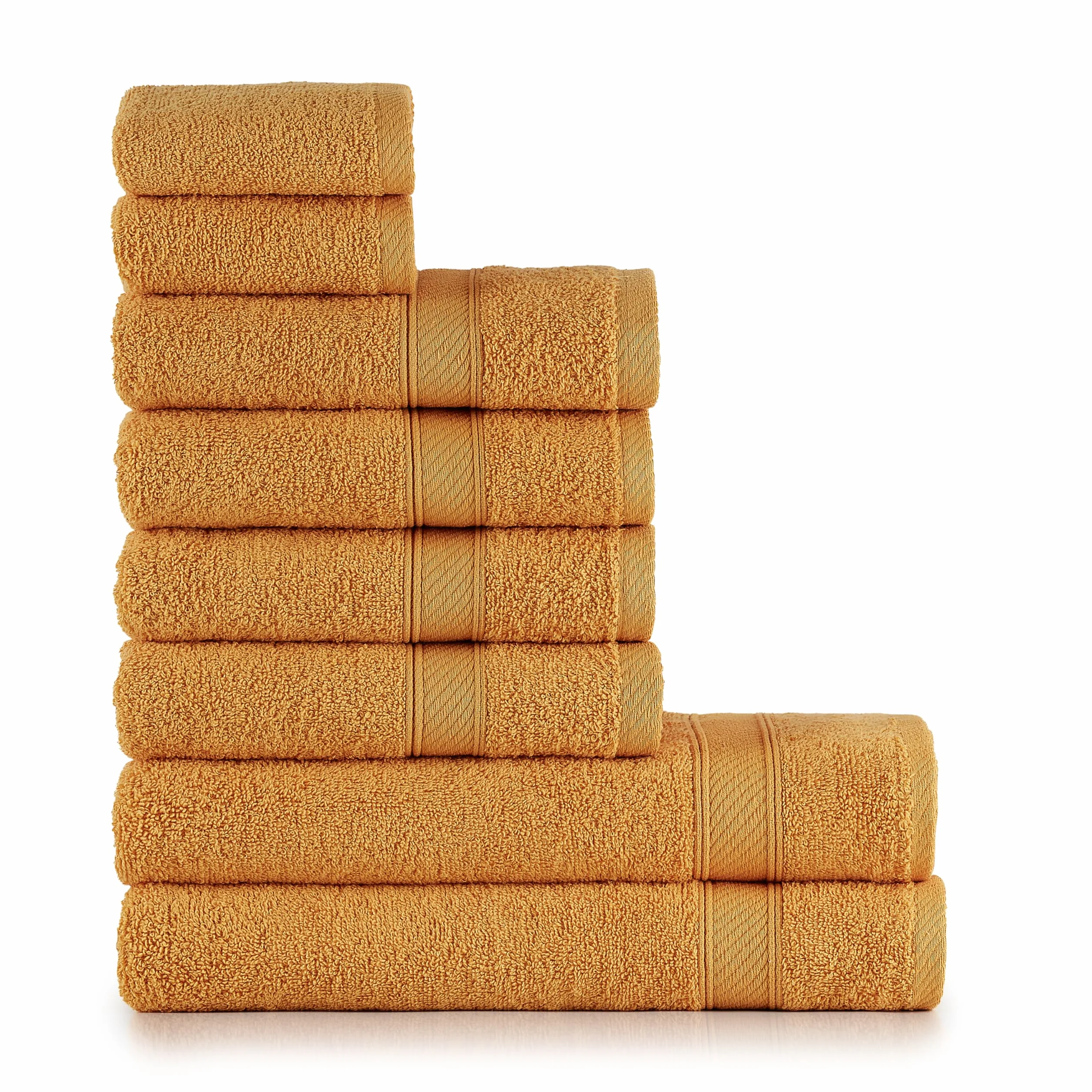nottoc Juego de toallas de mano naranja 8 piezas, 2 toallas de baño de 70 x 140 cm, 4 toallas de mano de 50 x 90 cm + 2 toallas de invitados de 30 x 50 cm, toallas de mano con colgador, 100% algodón