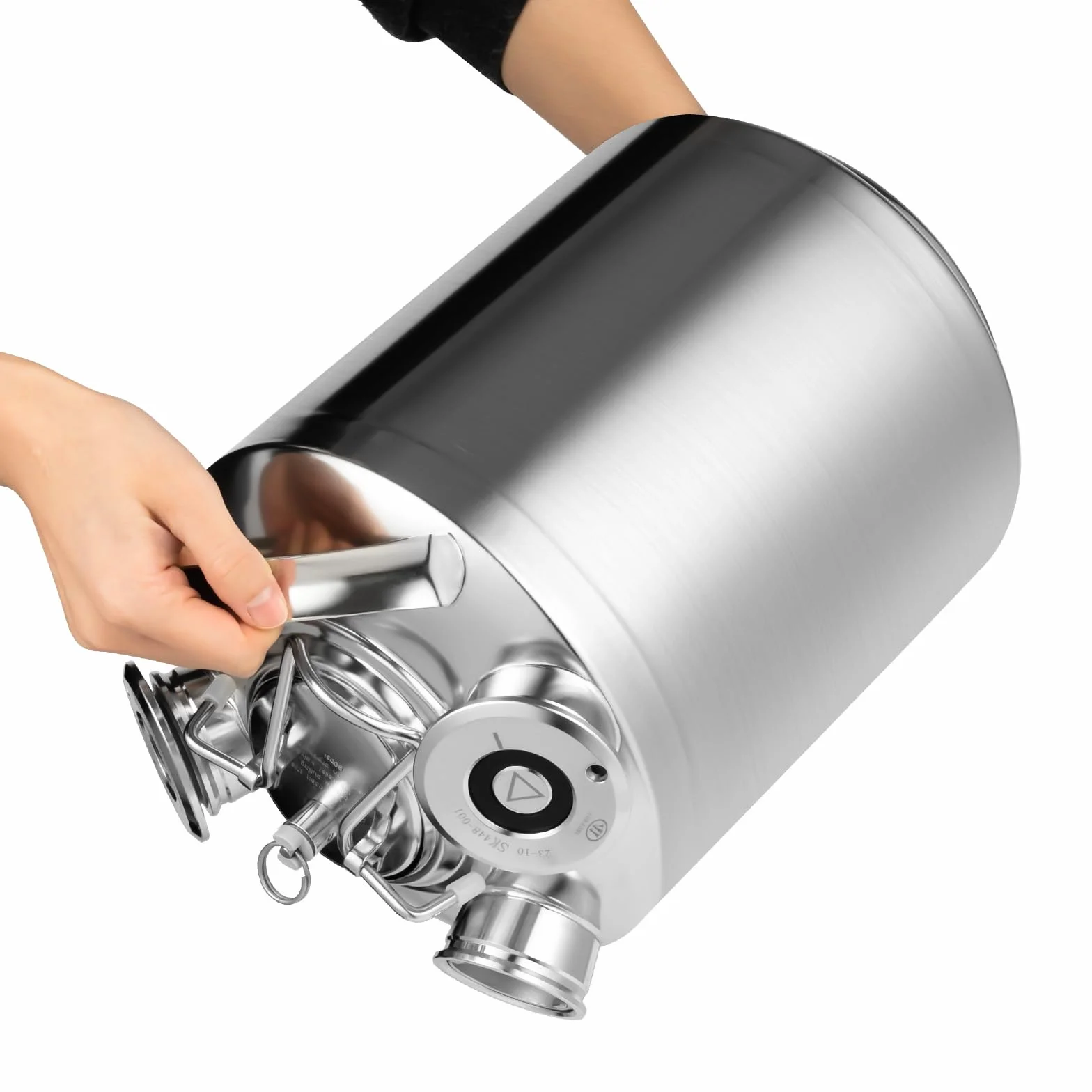 Depósito de limpieza de 10 l, 3 cabezales de acero inoxidable con tapa y anillo de sellado, barril de limpieza de cerveza de acero inoxidable 304 con asa para grifo de cerveza, limpieza de
