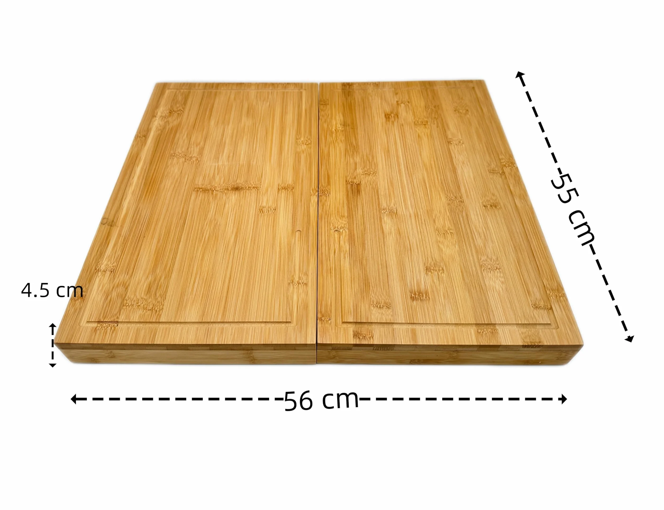 Juego de 2 Tablas de Cortar de Bambú Natural 56x55x4,5 cm Cubre Vitrocerámica e Inducción Protector Encimera Universal