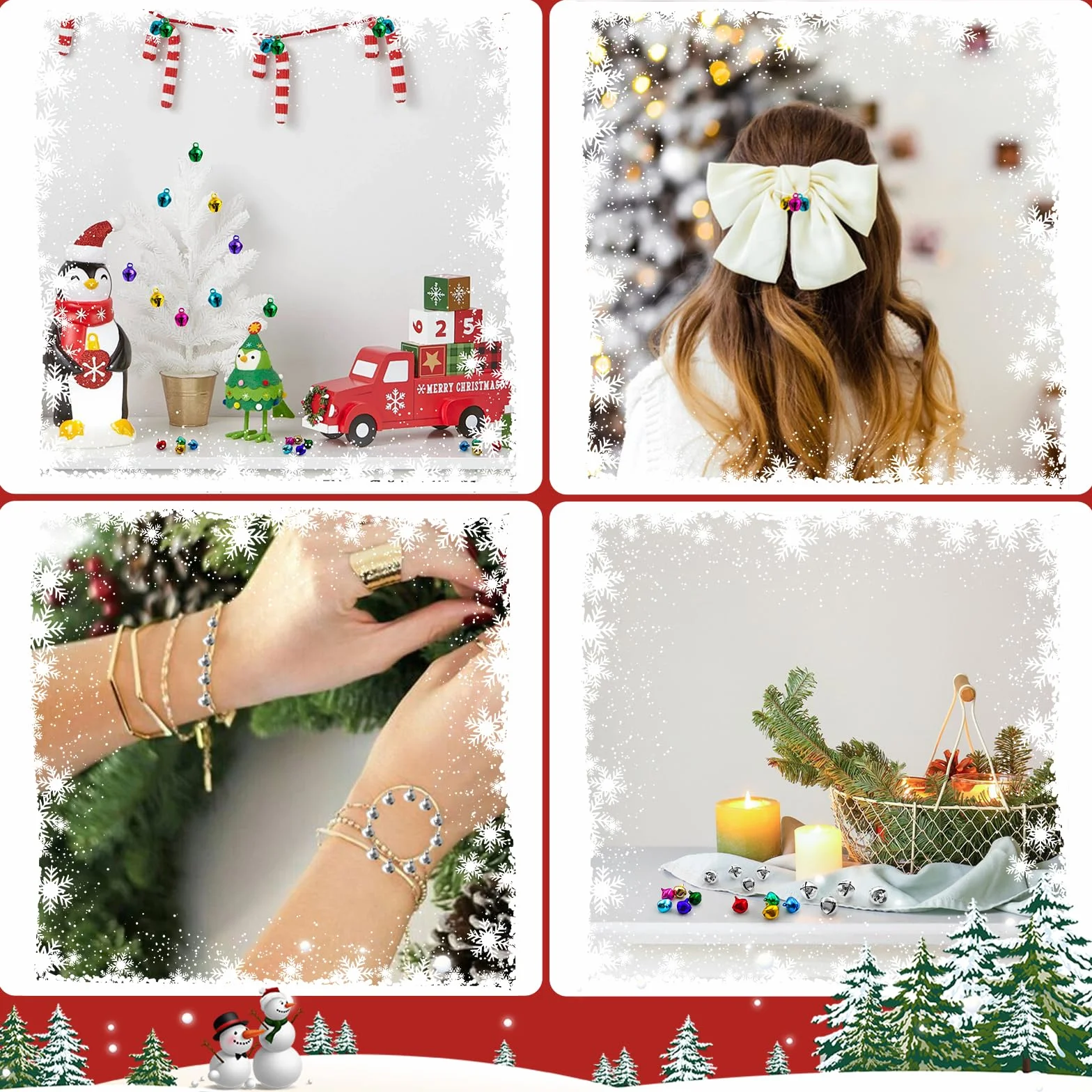 Cascabeles Pequeños Navideña DIY 150 Piezas Campanillas con Agujero 13mm Mezcla de Colores