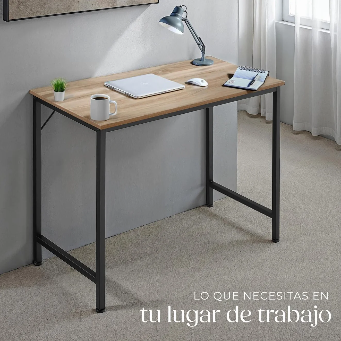 Tectake Mesa Escritorio de Madera Roble Sonoma Industrial 60x120x75.5 cm Oficina