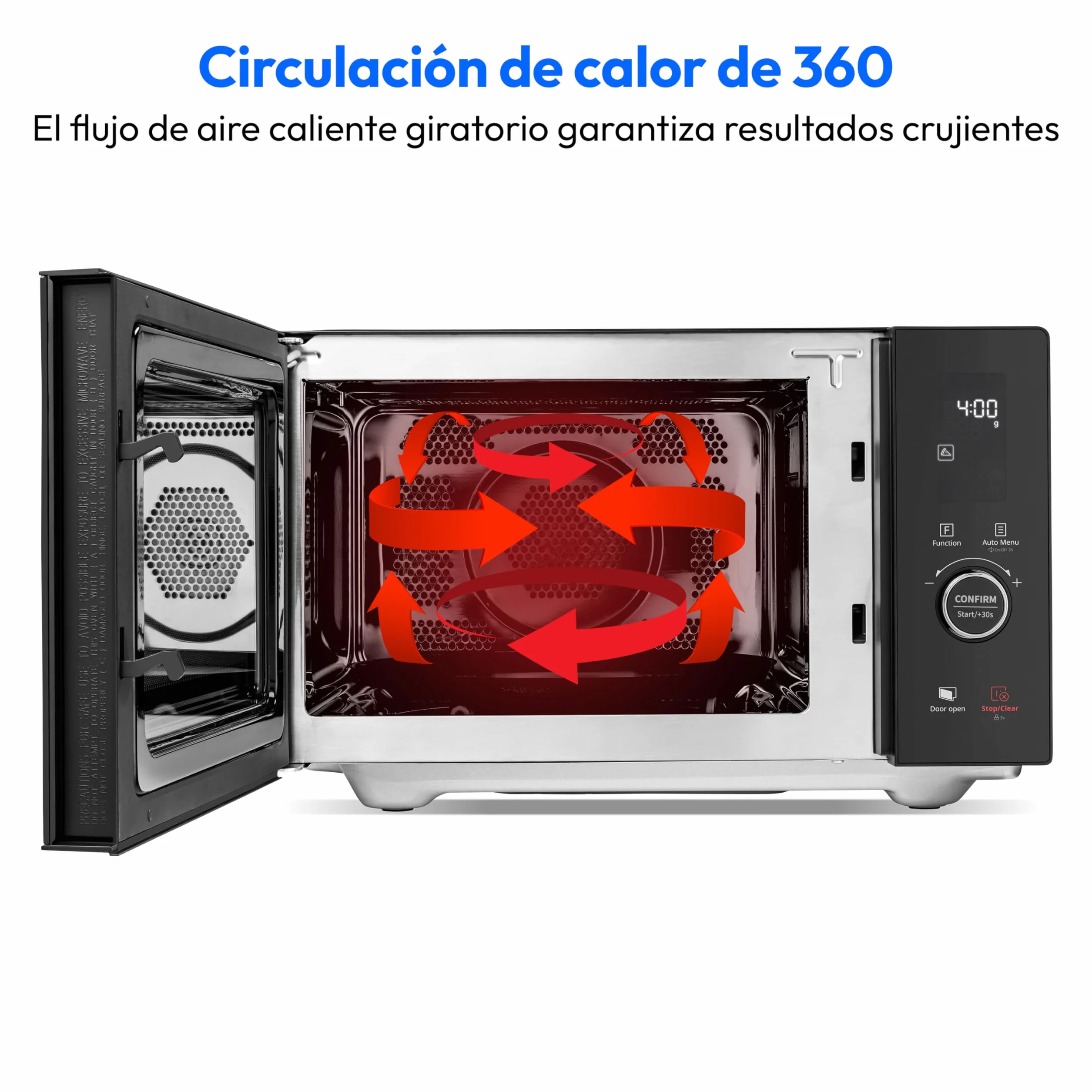 MEDION Microondas con grill y función de aire caliente (25 L, 900 W, 1100 W grill, 2100 W convección, 11 programas automáticos, 10 niveles de potencia, acero inoxidable, MD12041) negro