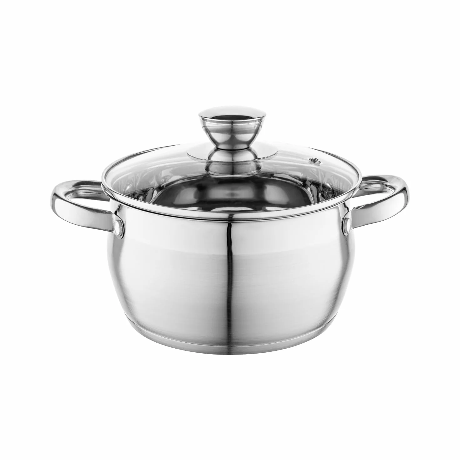 FLORINA Cacerola de Acero Inoxidable 3.4 L 20 cm con Tapa de Cristal OLIVER para Inducción