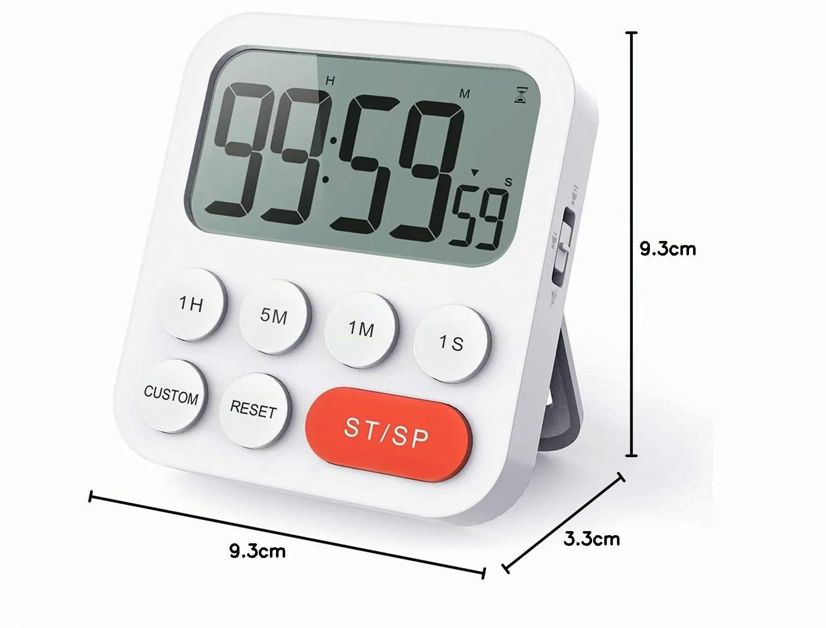 LIORQUE Temporizador de Cocina Digital Multifunción con Reloj, Ajuste Rápido, 3 Niveles de Volumen, Respaldo Magnético, Soporte Plegable