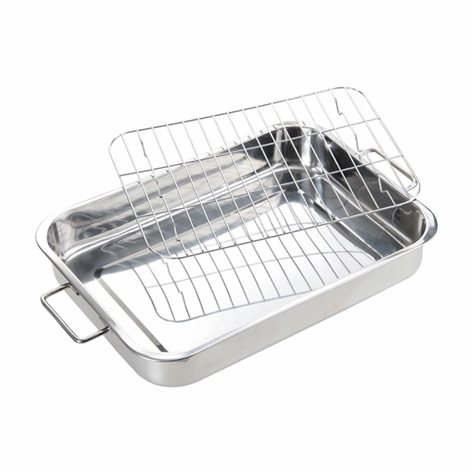 Bandeja Para Con Rejilla Utensilios de Cocina de Acero Inoxidable | Asador de Carne con Rejilla para Día de Acción de Gracias Pollo Jamón Cena Reuniones Familiares Anfitriones