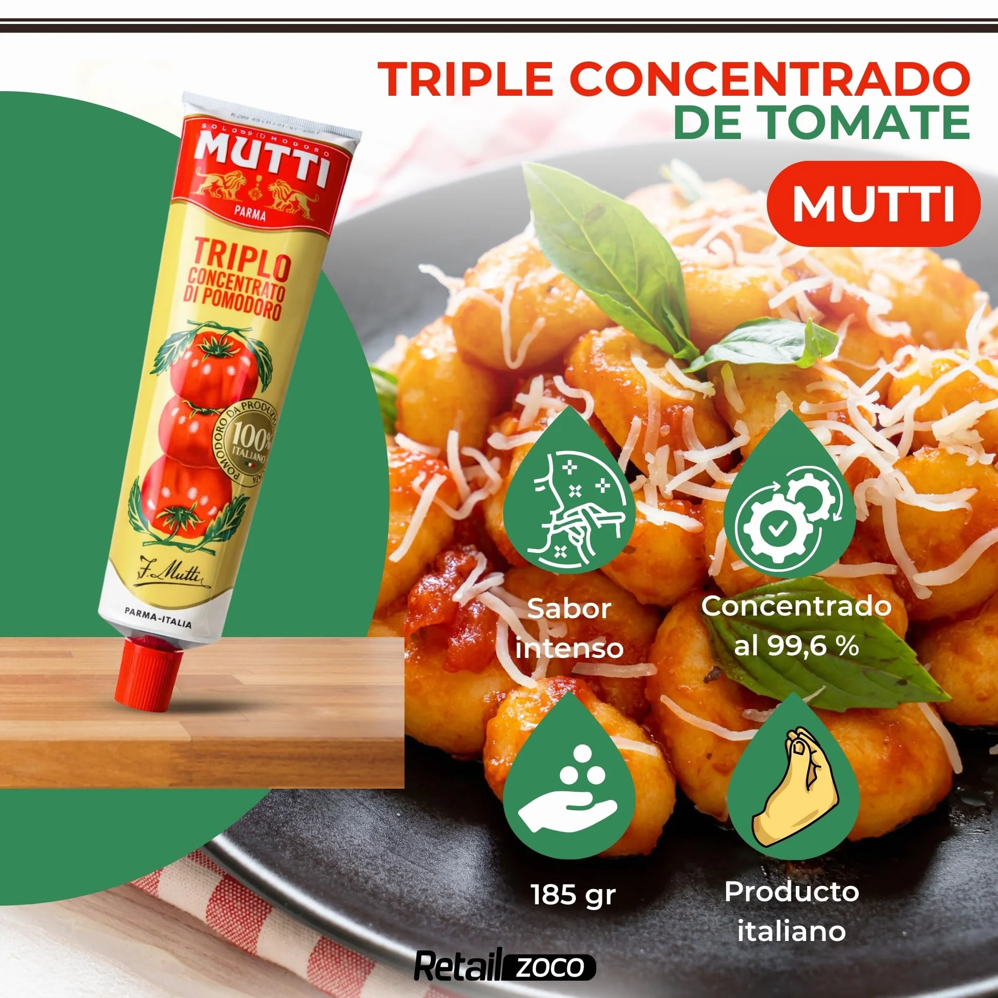 Mutti Pasta de Tomate Triple Concentrado 3x185g Sin Gluten