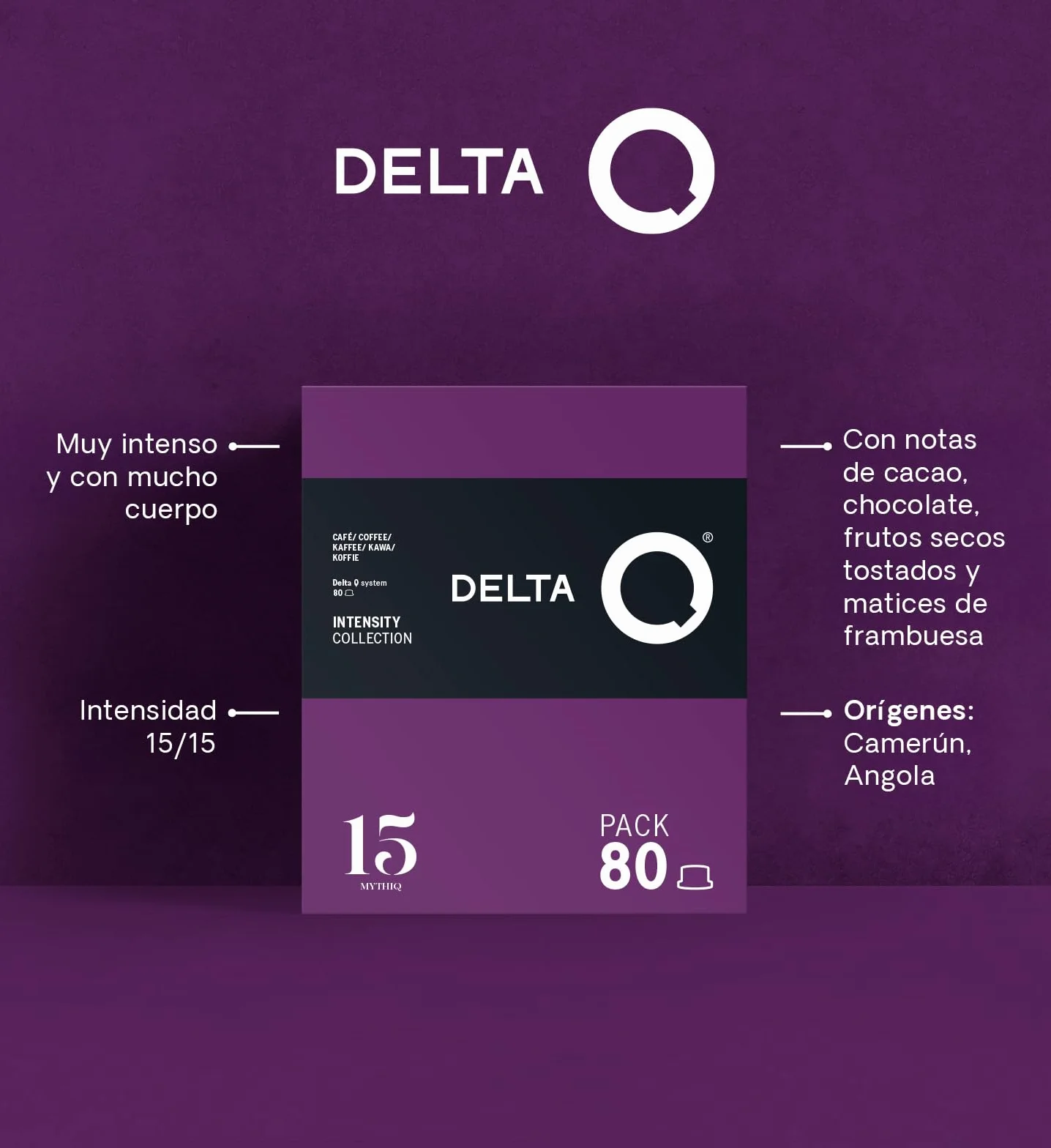 Delta Q Cápsulas de Café Molido Mythiq Espresso Intenso Intensidad 15 80 cápsulas
