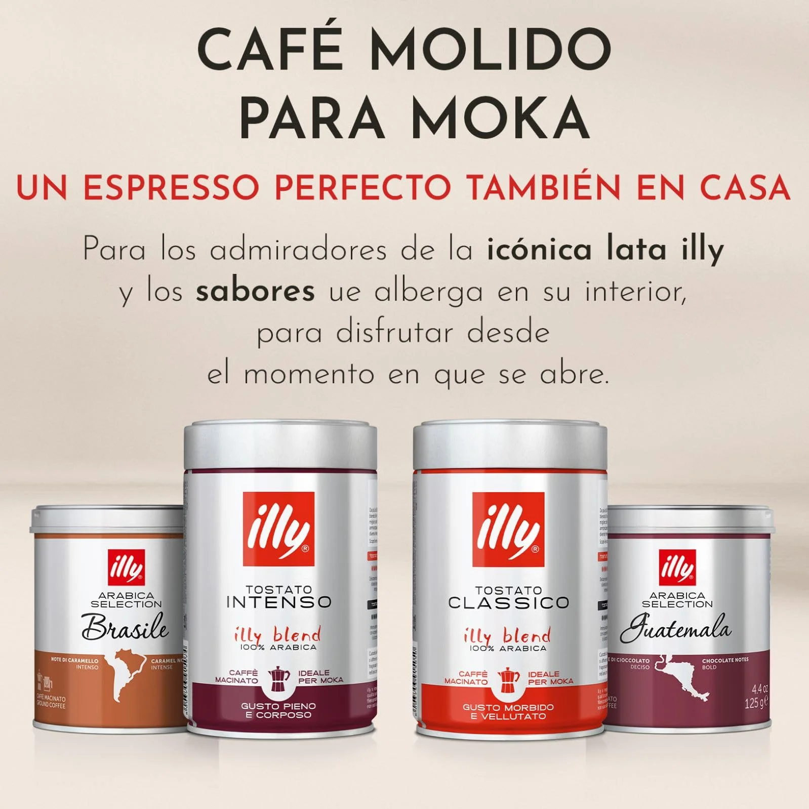 illy CLASSICO Café Molido para Cafeteras Moka 100% Arábica 250g