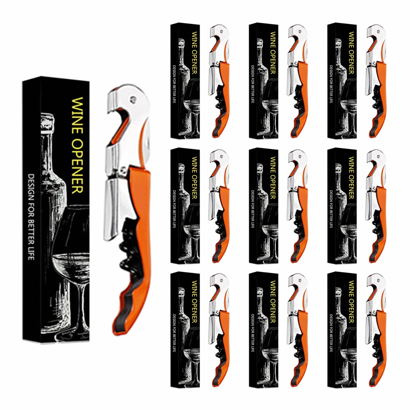 Abridor de botellas 3 en 1 acero inoxidable cuchillo de camarero naranja