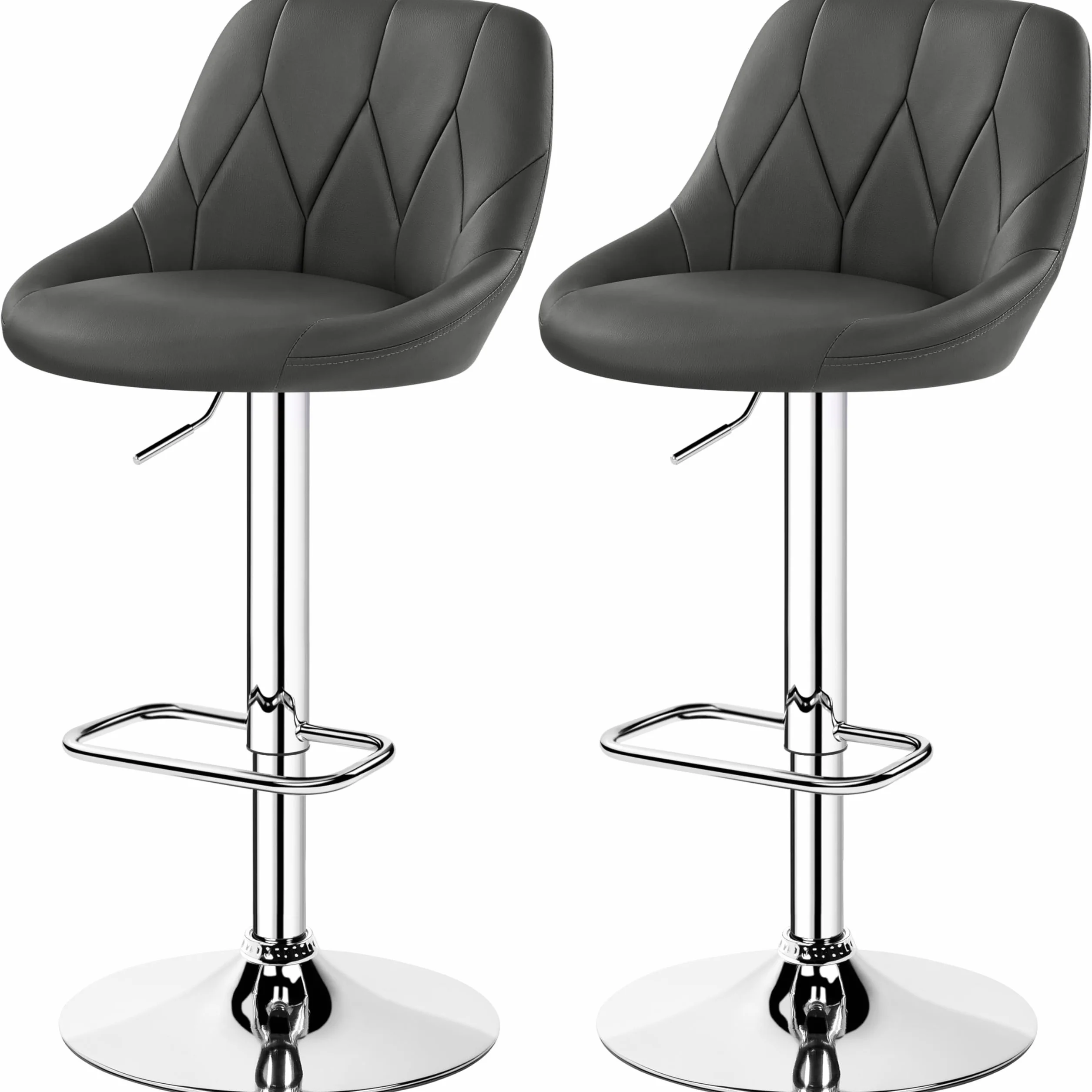 Yaheetech Juego de 2 Taburetes de Bar Ajustables 86-107,5 cm Asiento Giratorio Gris Oscuro