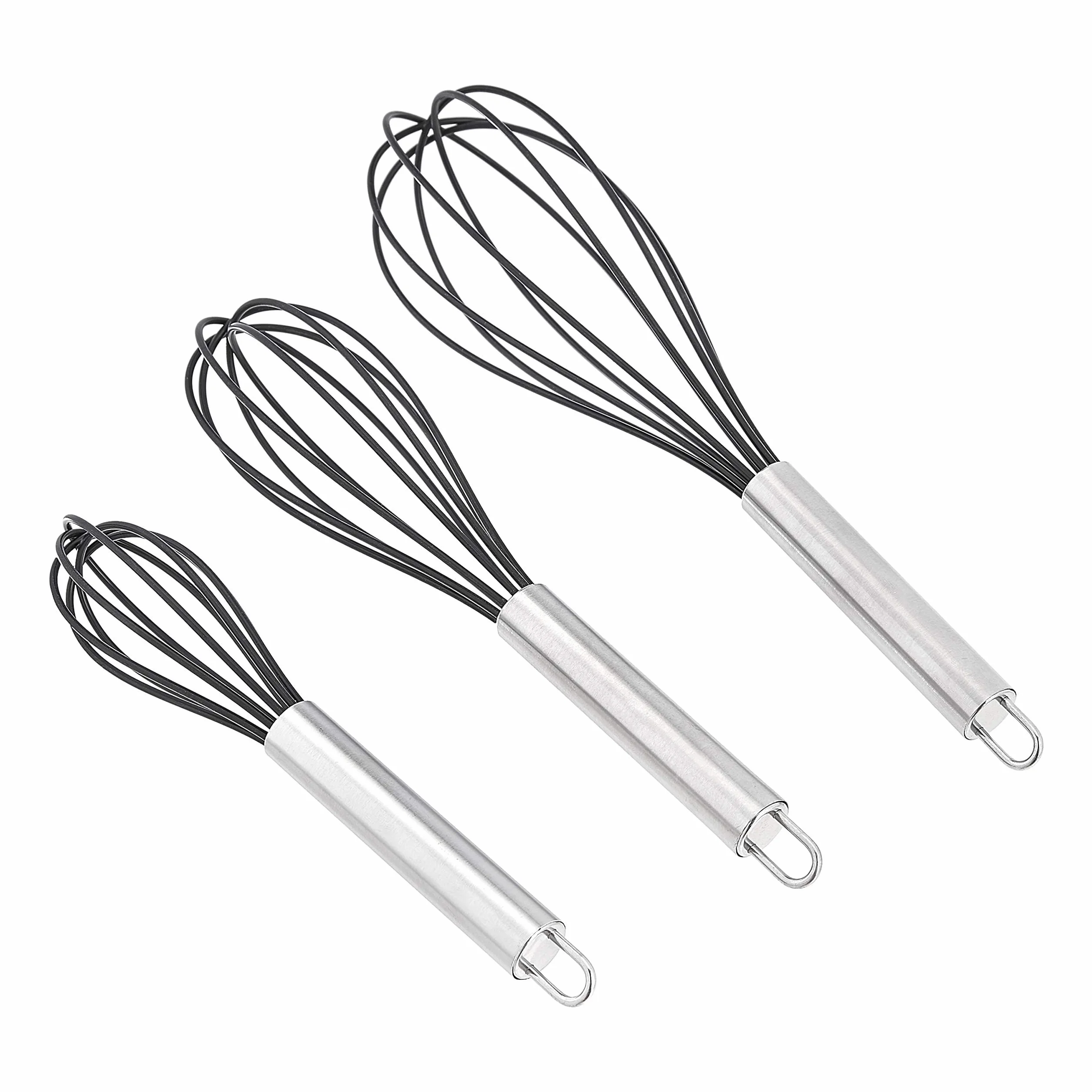 Amazon Basics Batidores de Acero Inoxidable 20.3 25.4 30.5 cm Negro