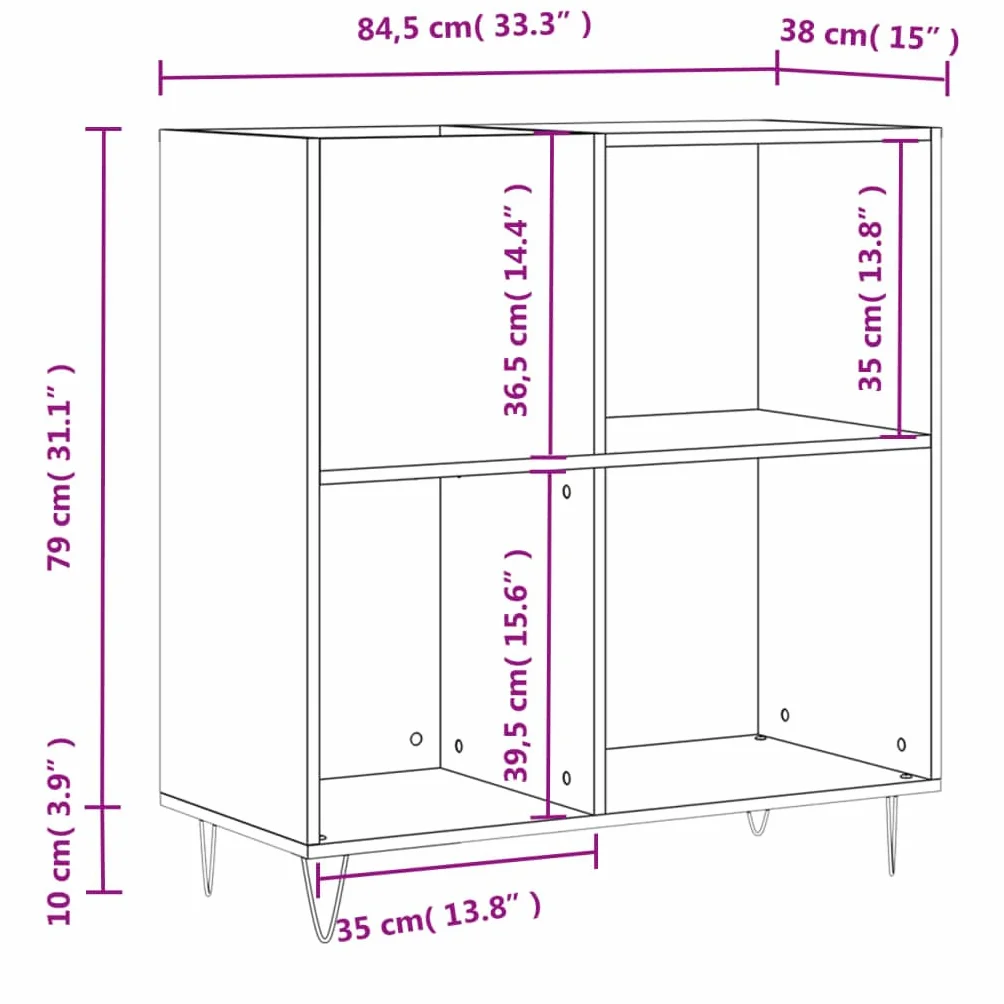 vidaXL Mueble para Discos Madera contrachapada Blanco 84,5x38x89 cm