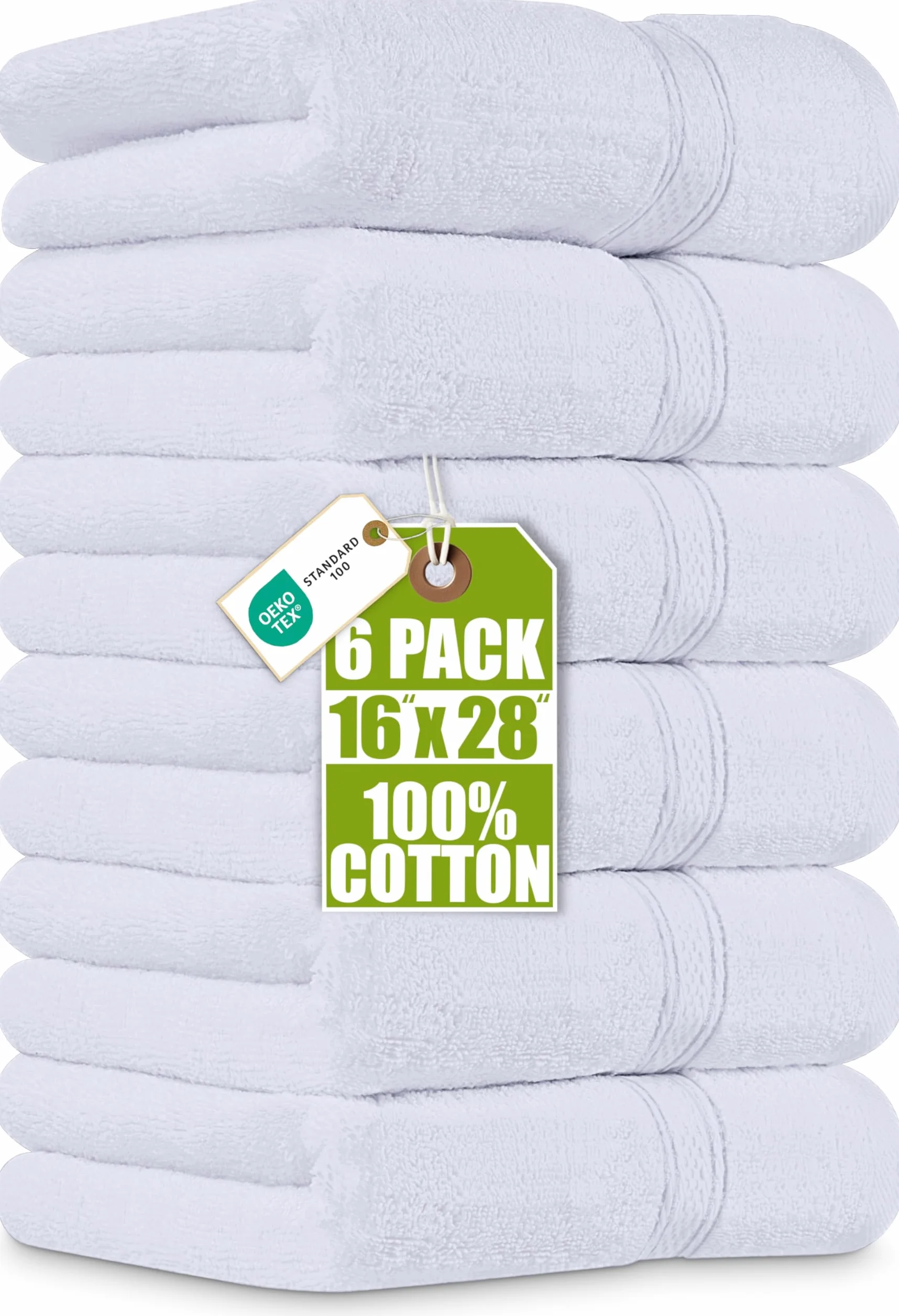 Utopia Towels Toallas de Mano Grandes de Algodón 41cm x 71cm Paquete de 6 Blanco
