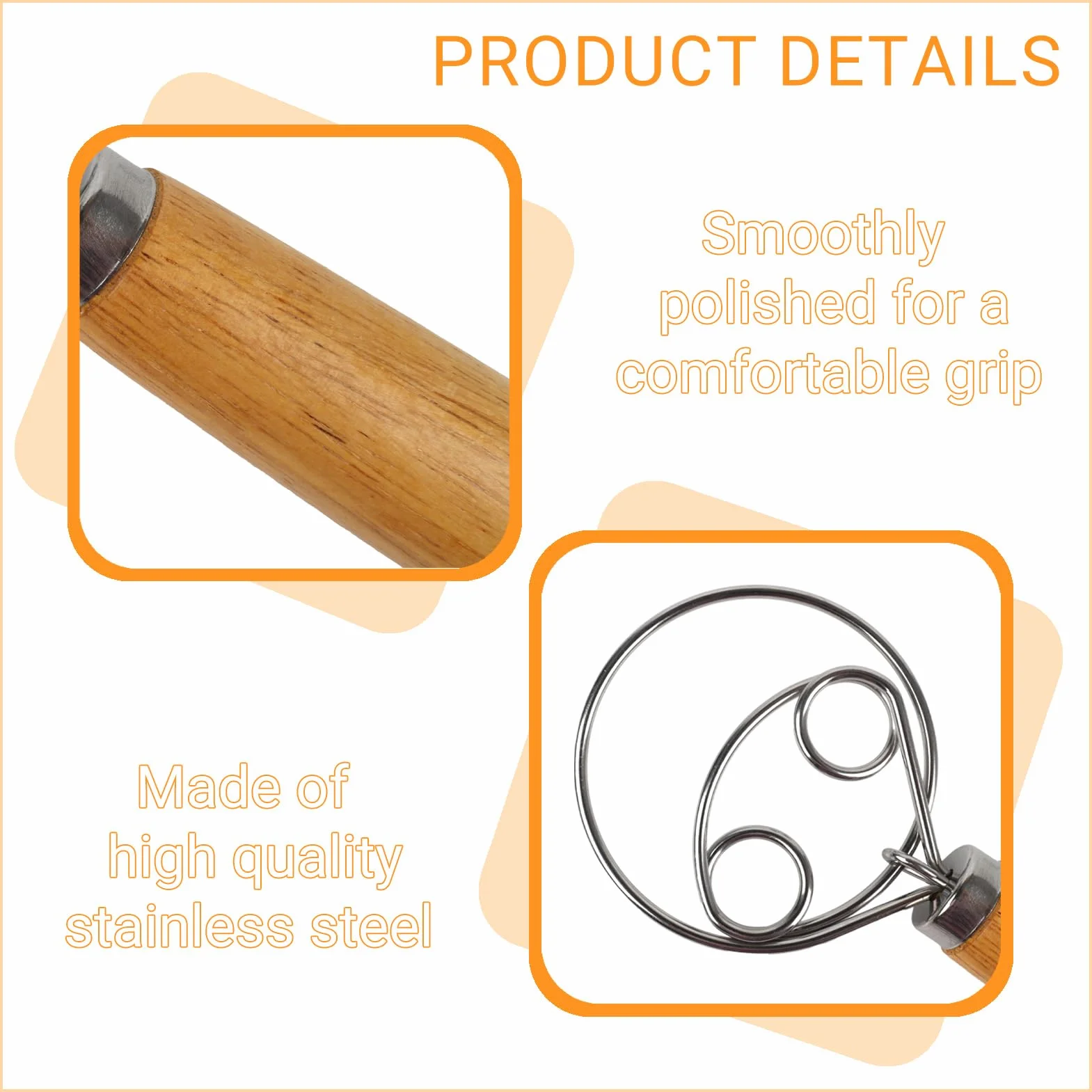 Batidor De Masa Danés De Acero Inoxidable Estilo Holandés Batidor De Masa Danés Con Mango De Madera Para Amantes Del Horneado Herramienta Esencial Para Mezclar Masas Y Preparar Deliciosos Panes Case