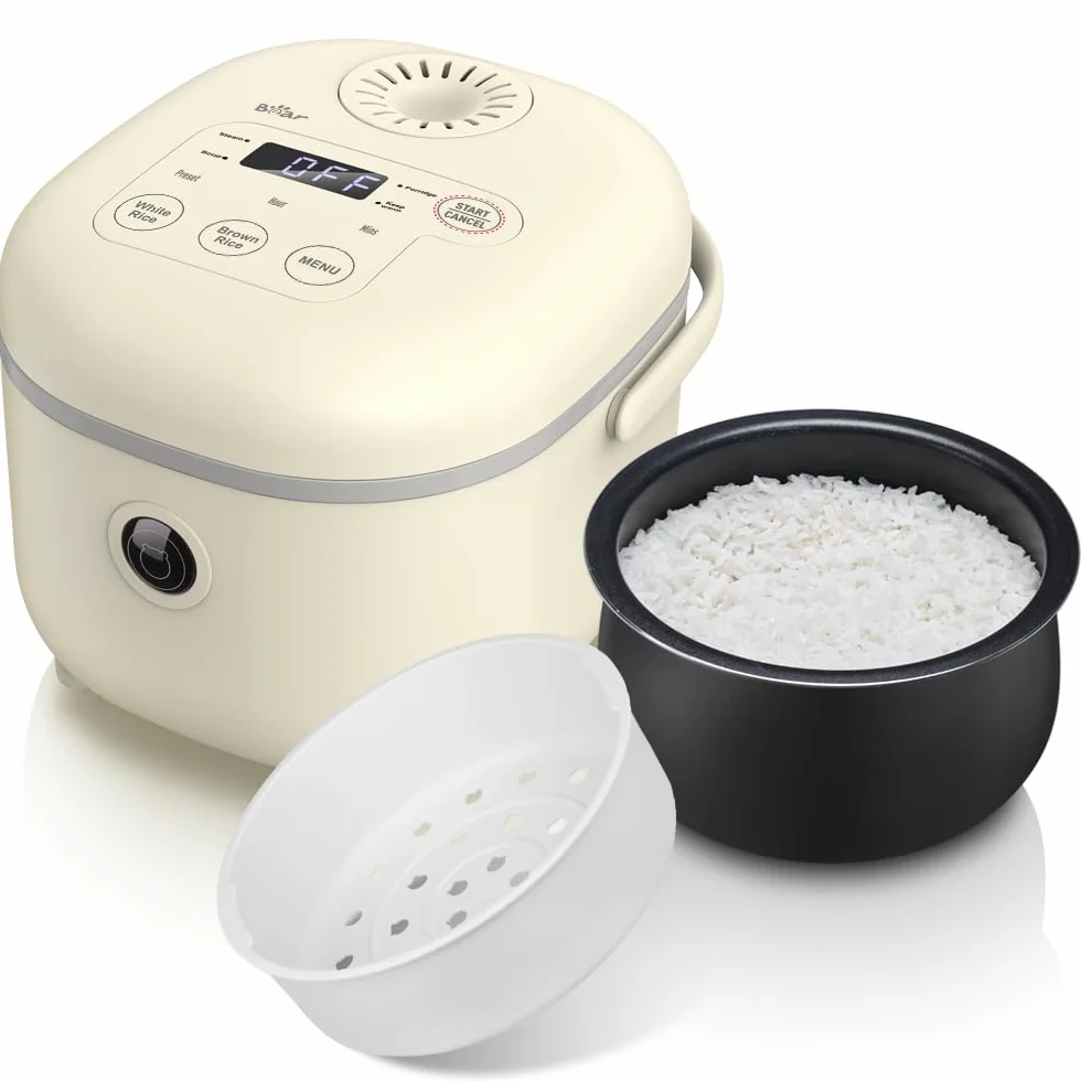 Bear Arrocera 3,5 Tazas Vaporera Mini Rice Cooker Multifuncional 350W 6 Funciones Cocción Arroz 2-4 Personas