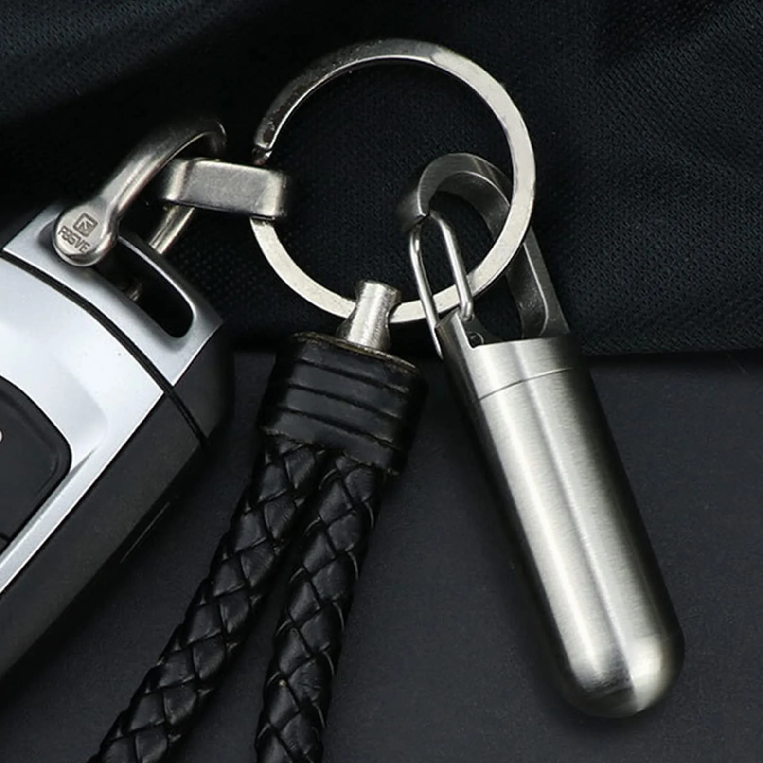 Pastillero de Acero Inoxidable Sellado Impermeable Portátil Mini Llavero
