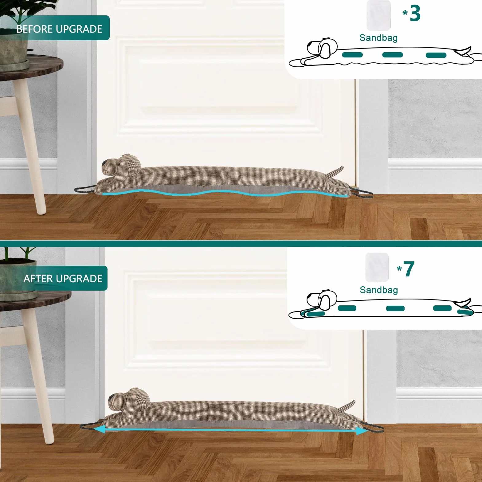 Marwood Burlete Decorativo para Bajos de Puertas y Ventanas, 81,3 cm, con Peso, Animal, Bloqueador de Corrientes y Ruidos, Serpiente, con Asas para Colgar, Perro marrón