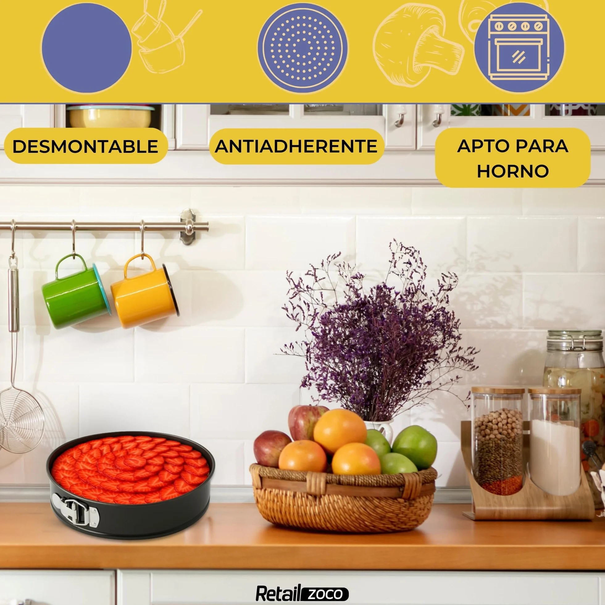 Molde repostería redondo 22 cm antiadherente 230°C Clip-Clap