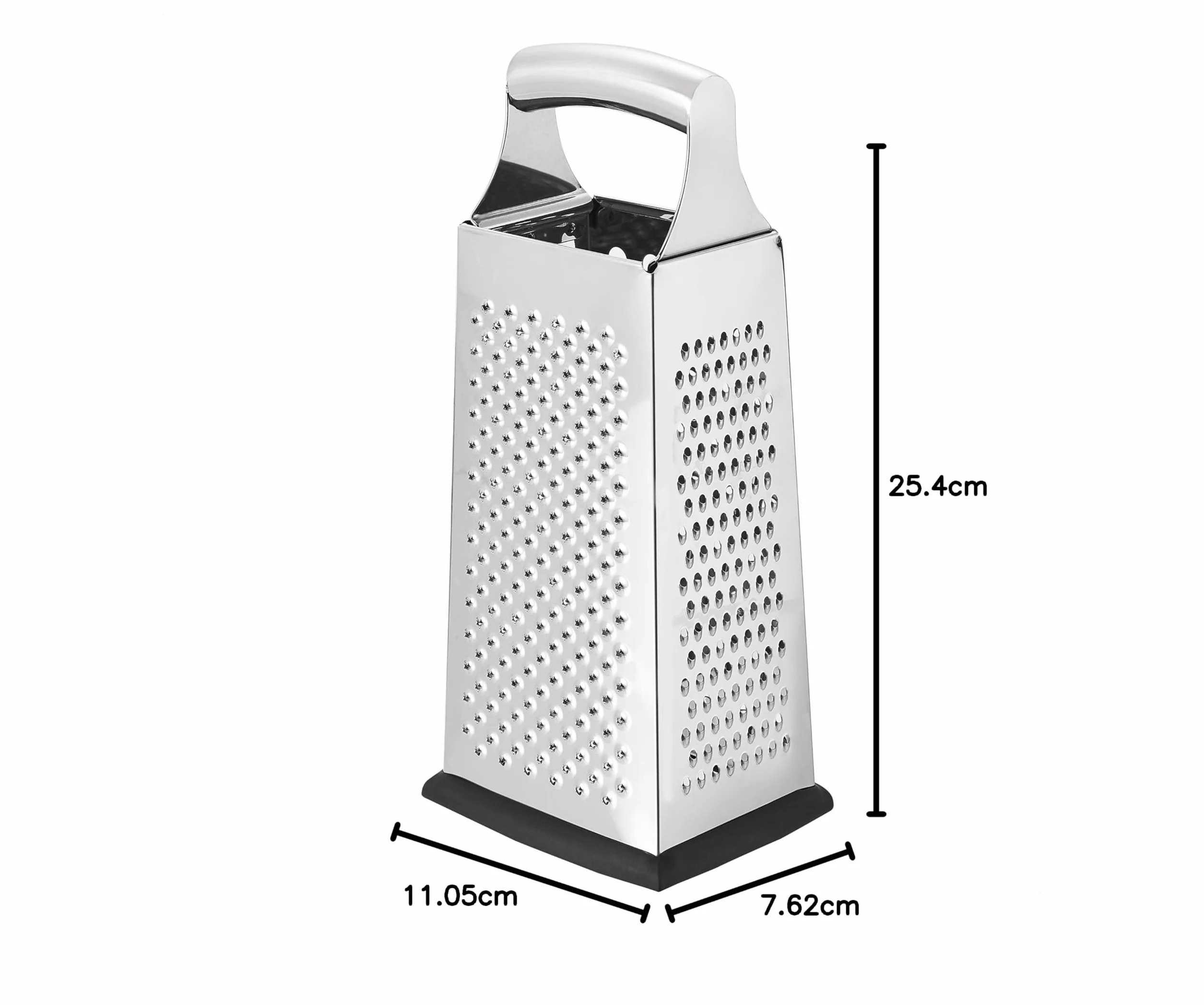 Amazon Basics Rallador de queso de acero inoxidable 4 lados 22,9 cm Negro