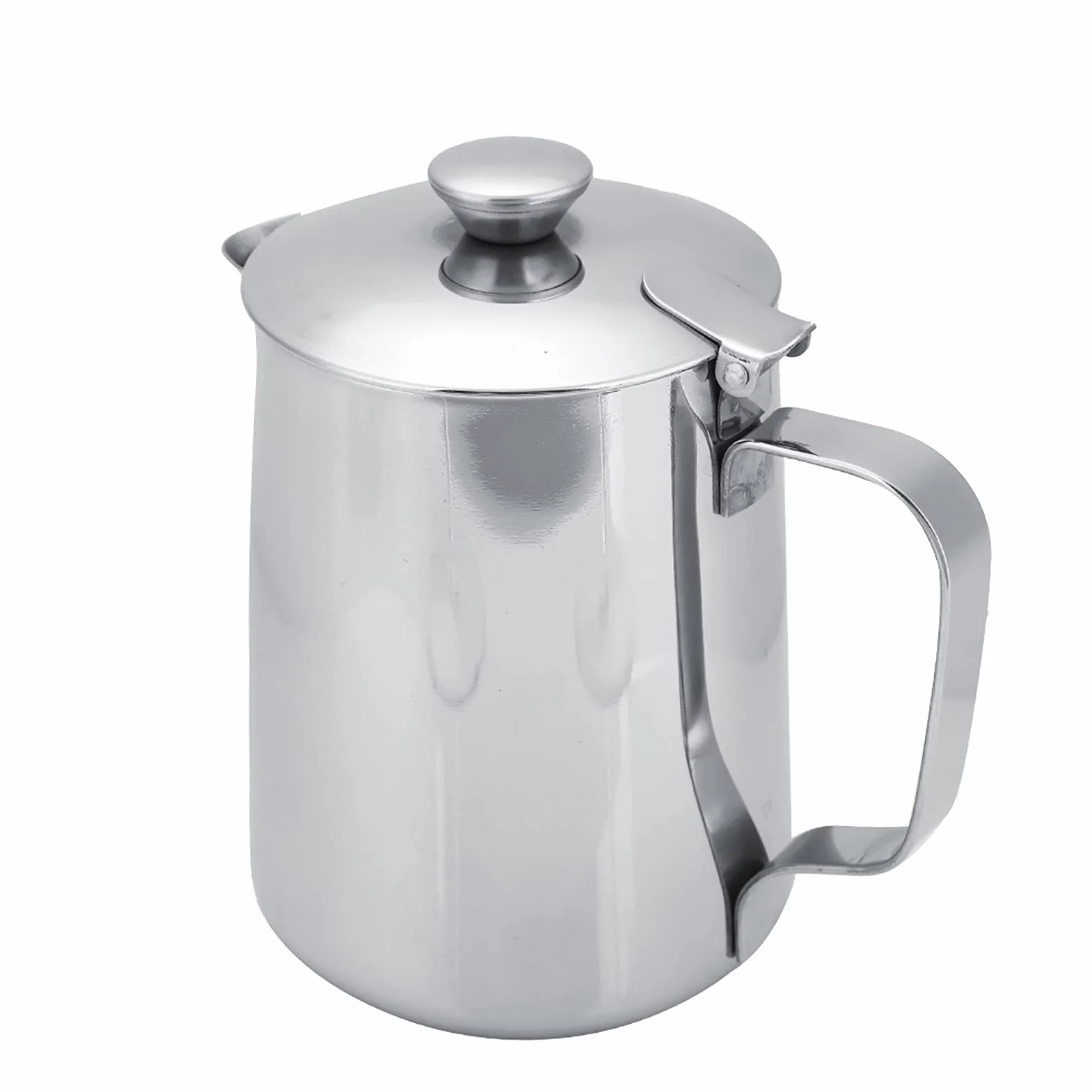 Taza de café de Acero Inoxidable Jarra de Espuma de Leche Jarra con Tapa para Latte Coffee Art Jarra de Leche de Acero Inoxidable La Boquilla sin Goteo está Diseñada para una P (600ml)