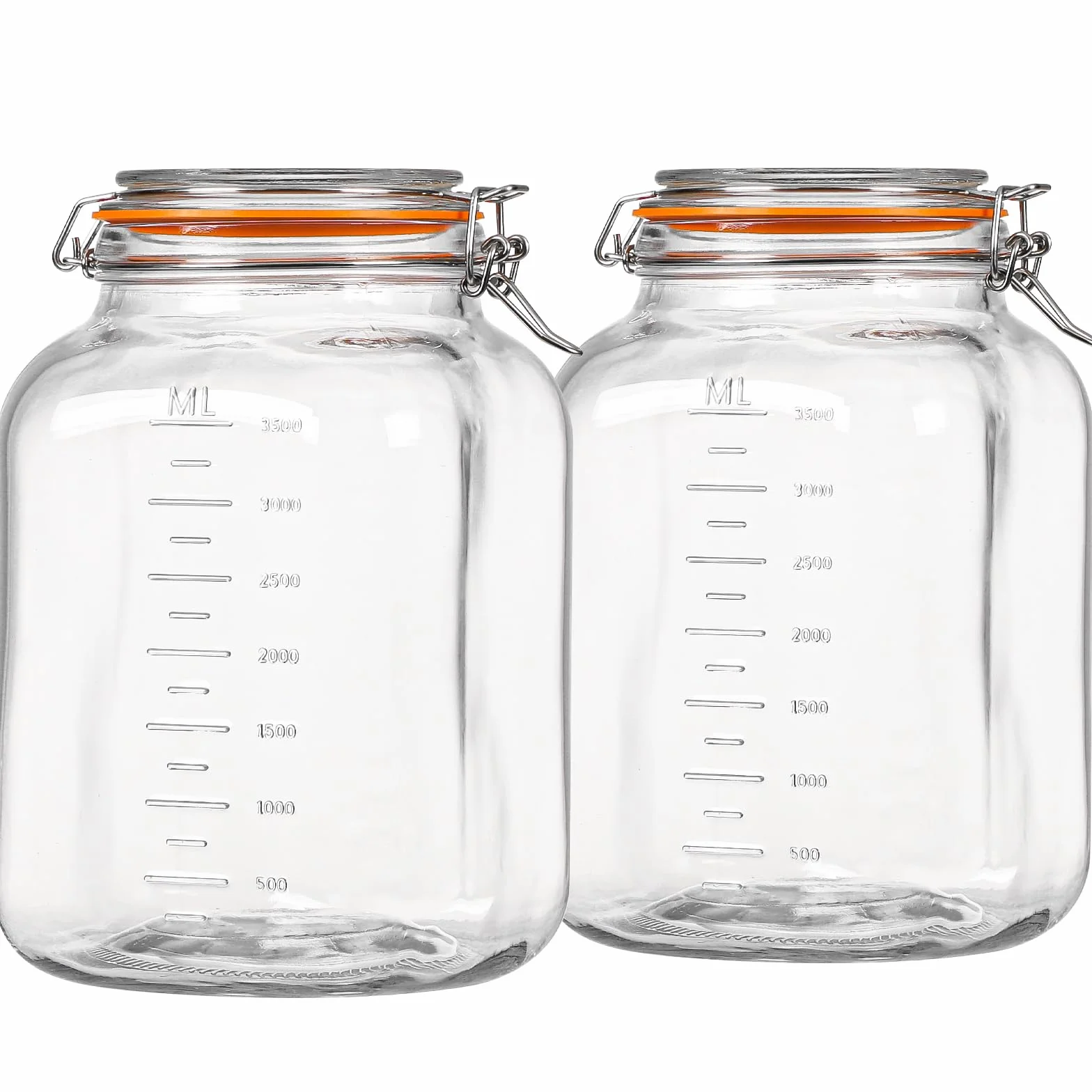 Absovetu Paquete de 2 tarros grandes de vidrio con tapa hermética de 4,2 litros, tarros de vidrio de boca ancha para pasta, espaguetis, galletas, café, dulce y encurtido de kimchi