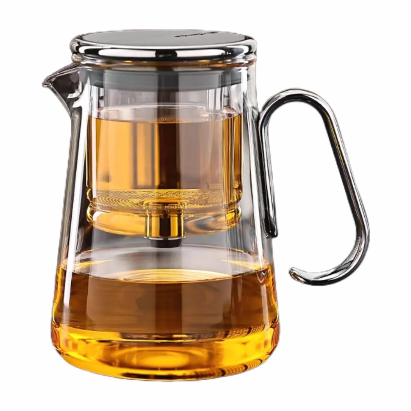Tetera de cristal con infusor – Tetera transparente de 700 ml para té suelto y bebidas calientes/frías, diseño de separación de agua, infusor de vidrio extraíble