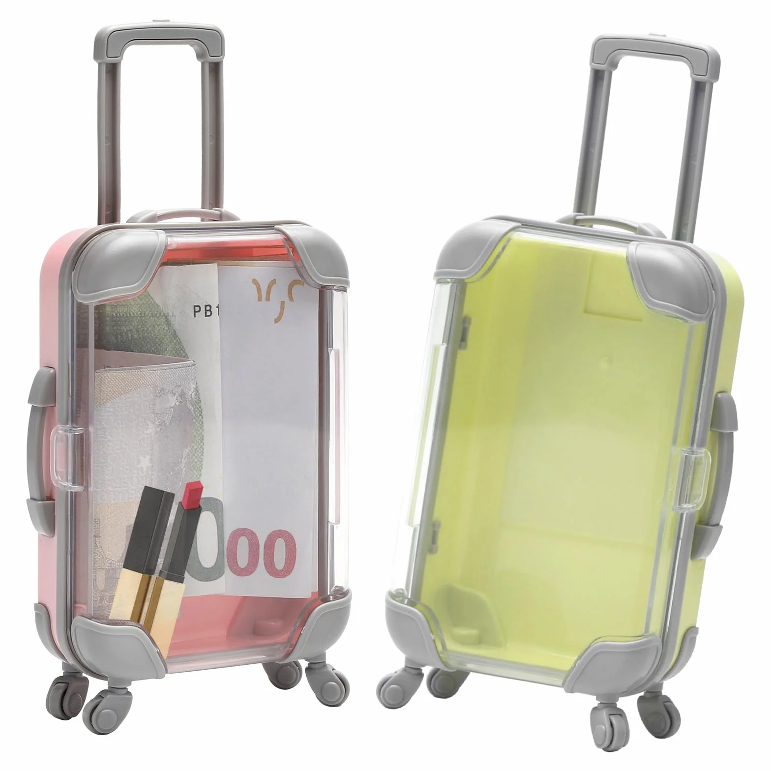 VOSSOT Mini Maletas Pequeñas con Ruedas y Asa, Regalo Original Dinero para Vacaciones Viaje Bodas