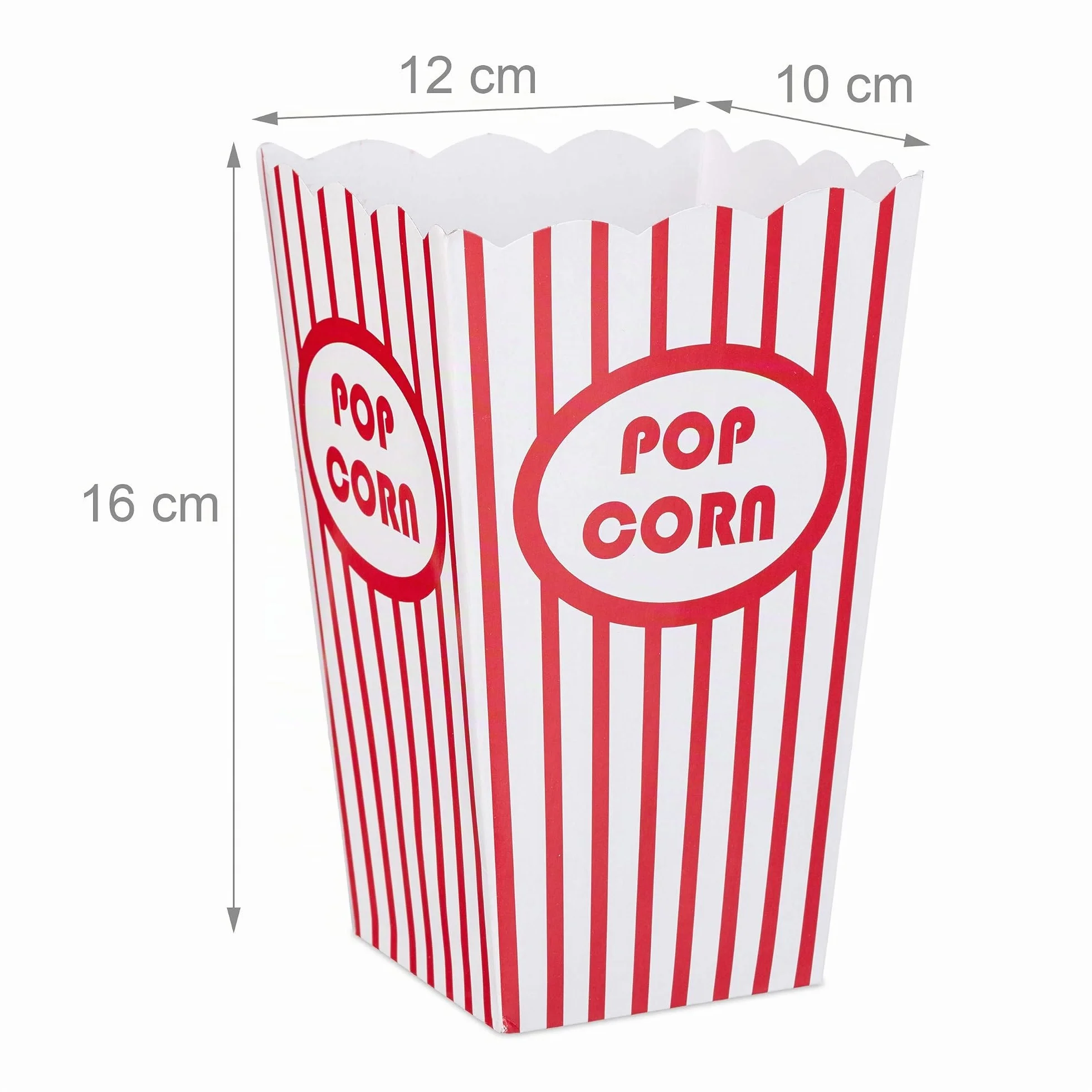 Relaxdays Set 48 Cajas Palomitas Popcorn Box Cartón 16x12x10 cm Rojo-Blanco