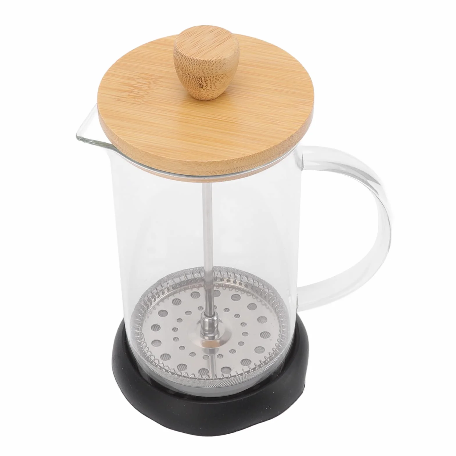 Prensa Francesa Vidrio Borosilicato 350ml Tapa Bambú Filtro Manual