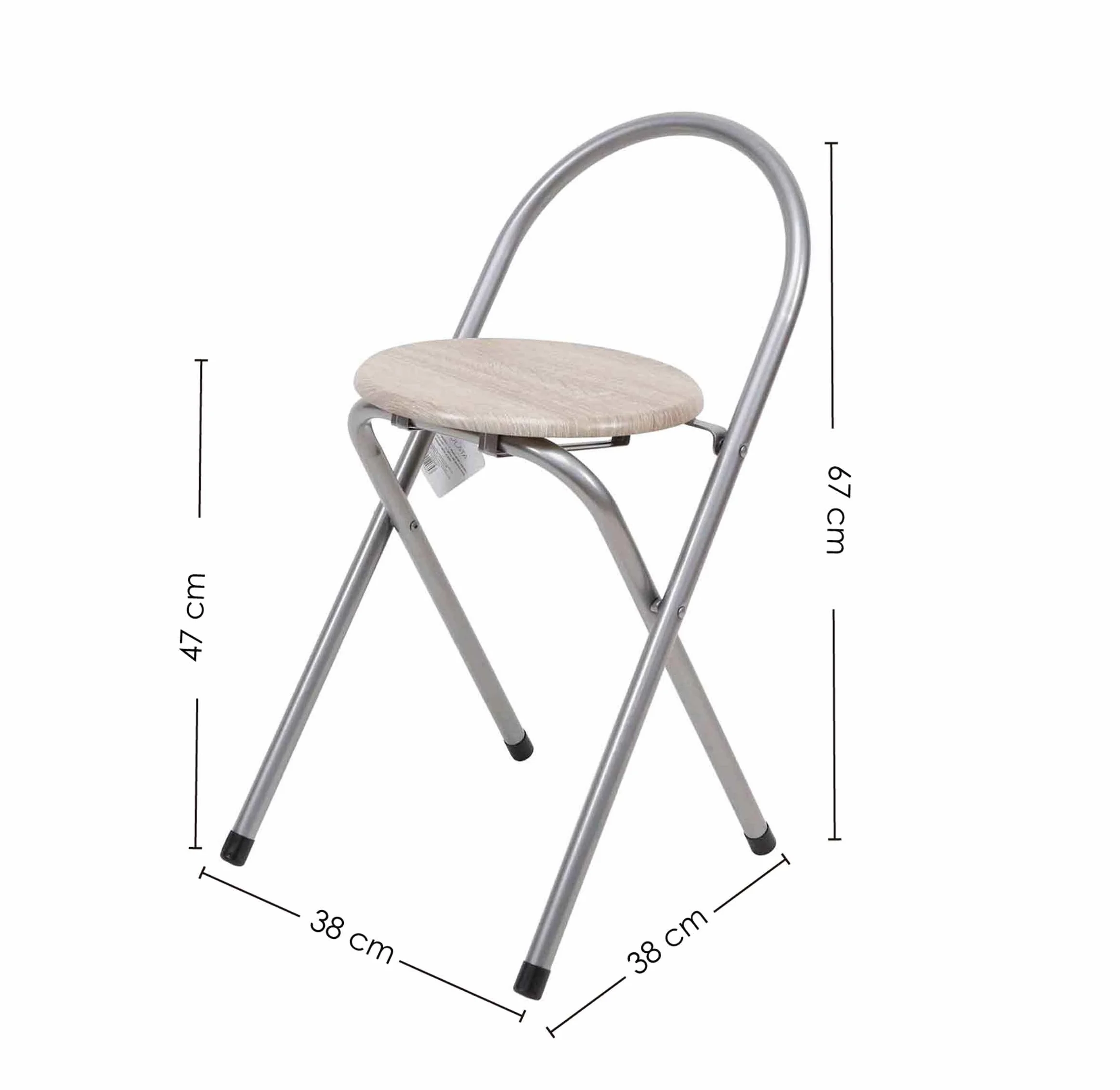 THE SECRET HOME - Pack de 2 Sillas Plegables - Sillas Plegable de Metal y Madera - Decoración para el Hogar - Ideales para Cocina (Alto. 67 cm x Largo. 38 cm - Plateado)