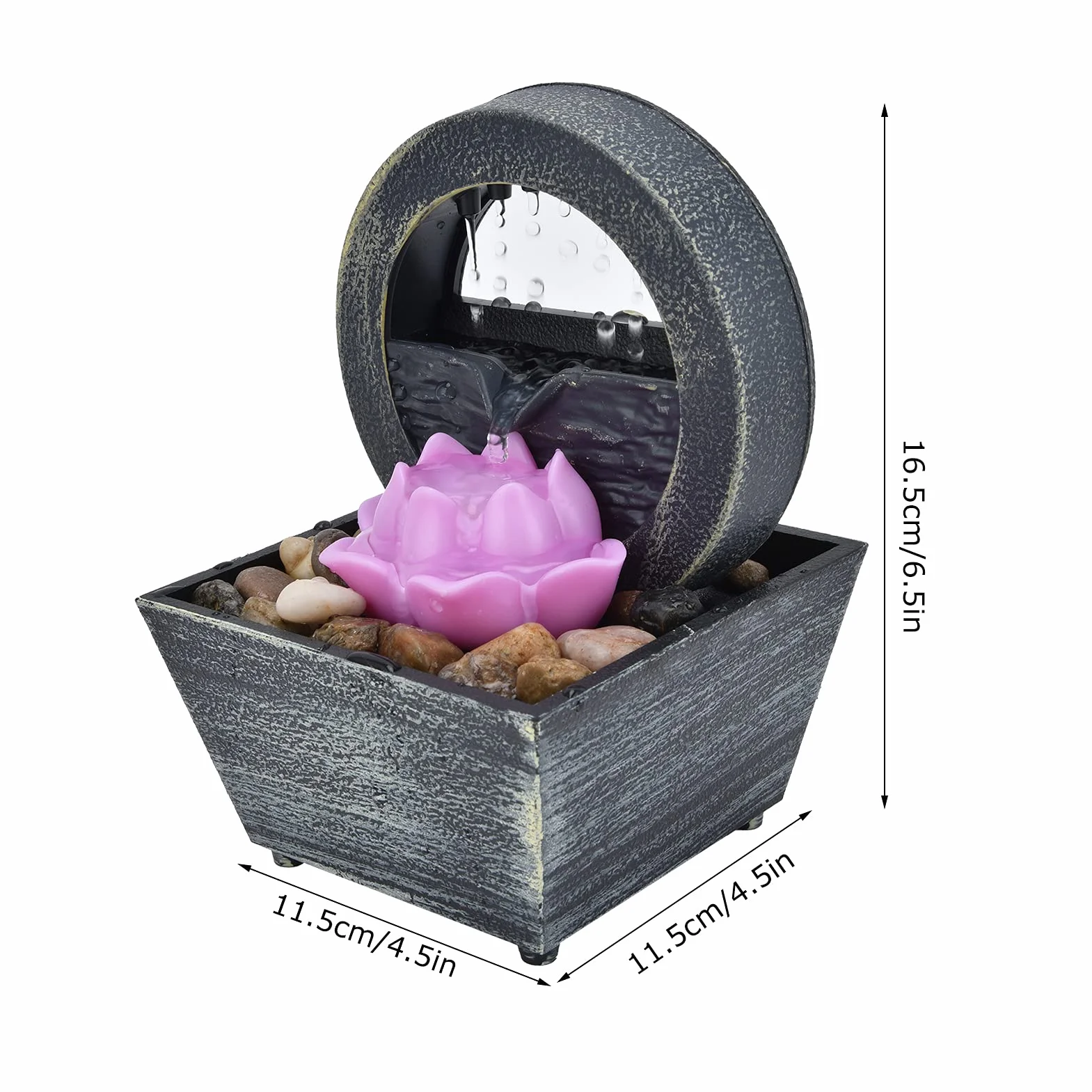 Fuente de Interior, Fuente de Agua LED con Flores de Plástico, Fuente de Mesa con Piedras para Decoración de Mesa en Casa, Oficina, Dormitorio, Sala de Estar