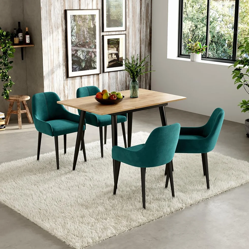 Vicco Mesa de Comedor Beaver, Goldkraft Roble/Negro, 80 x 70 cm Extensible, para Uso Flexible como Mesa de Comedor o de Trabajo
