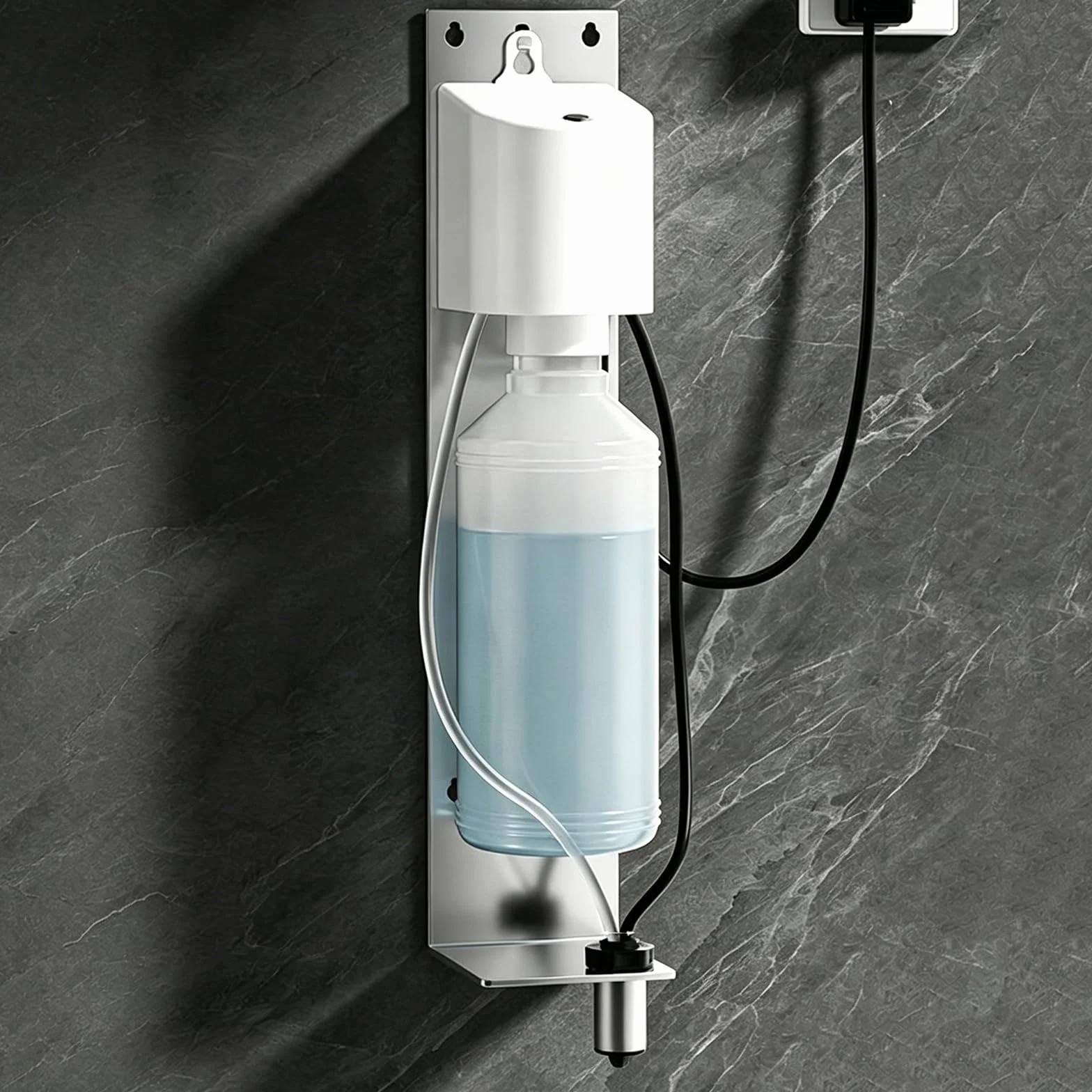 Dispensador de jabón sin contacto, montaje automático en la pared, sensor infrarrojo, capacidad de 16.91 onzas líquidas para espejos y tocadores de baño, funcionamiento manos libres