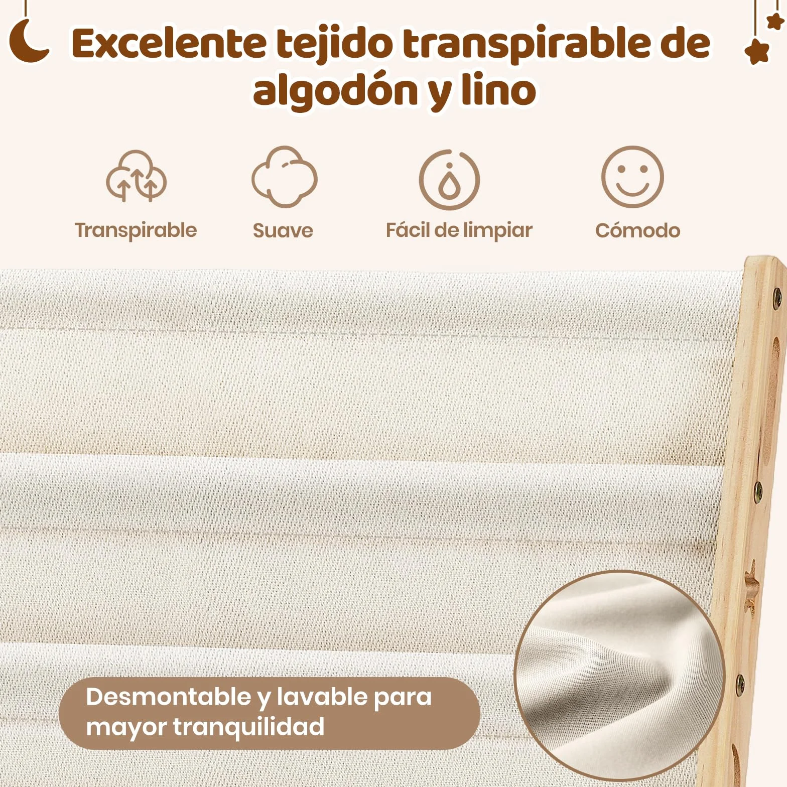 COSYLAND Estantería Infantil 7 Niveles Organizador Libros Dormitorio Guardería Sala Juegos Natural Mediano