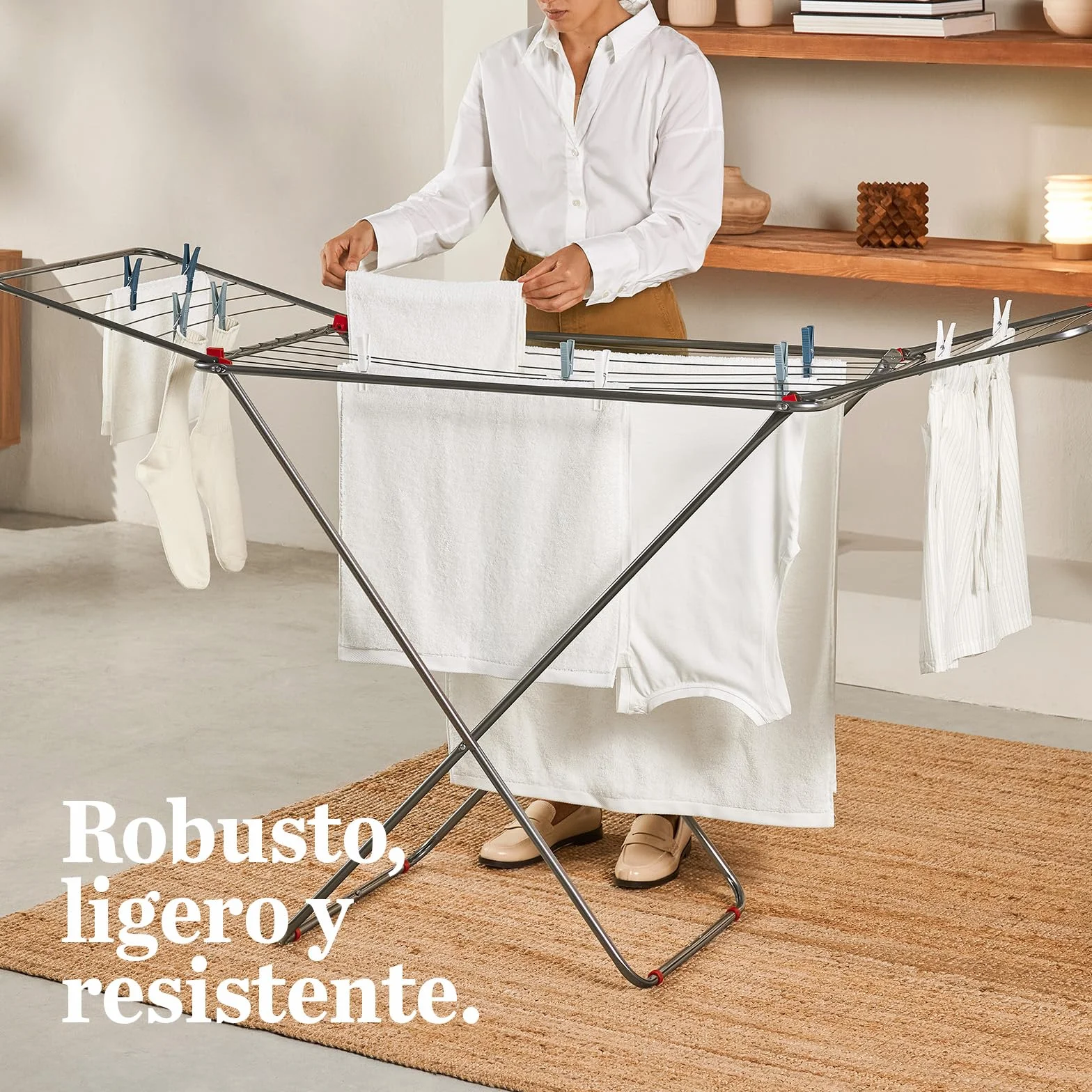 Tendedero plegable Rayen 19 m 182 x 55 x 102 cm Acero para interior y exterior