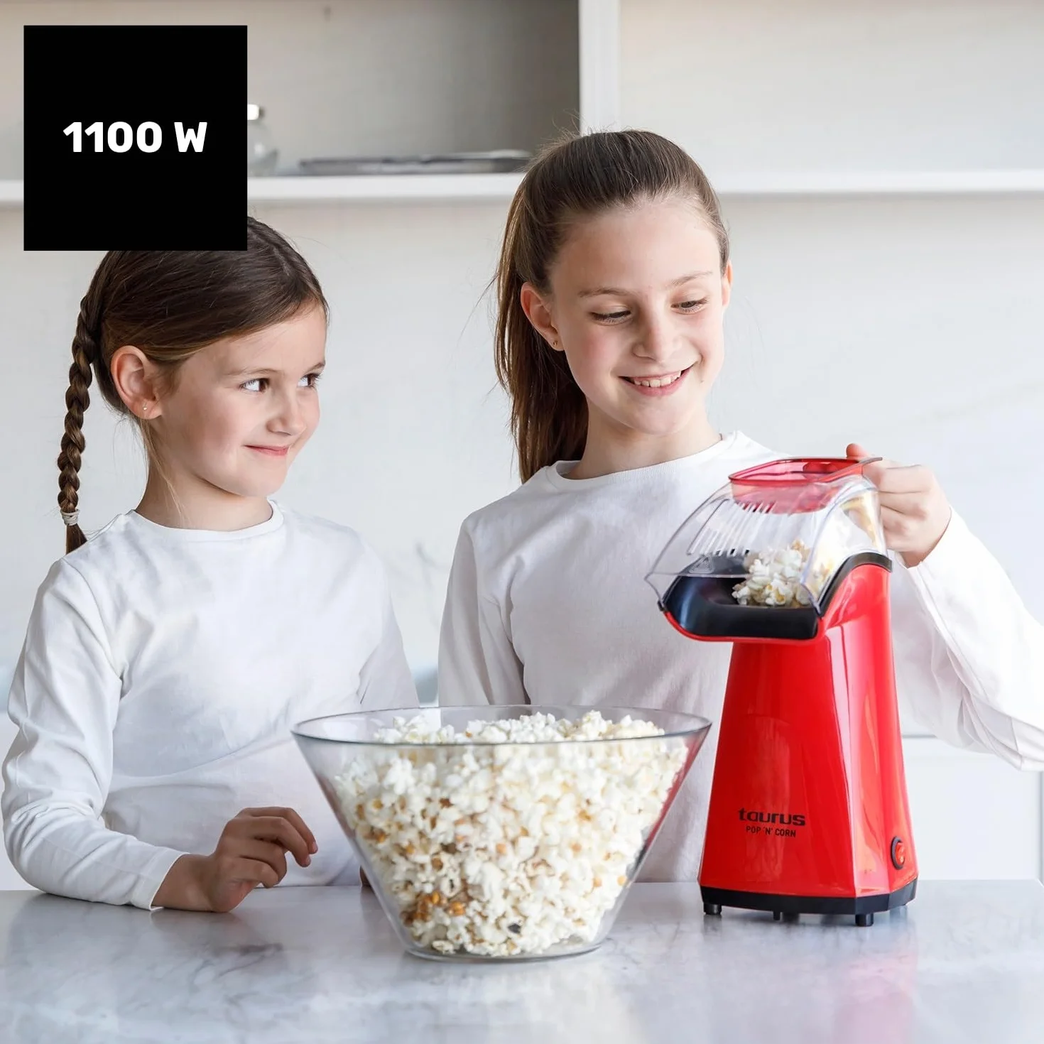 Taurus Pop'N'Corn Palomitero Eléctrico 1100W Aire Caliente Sin Aceite Compacto Rojo