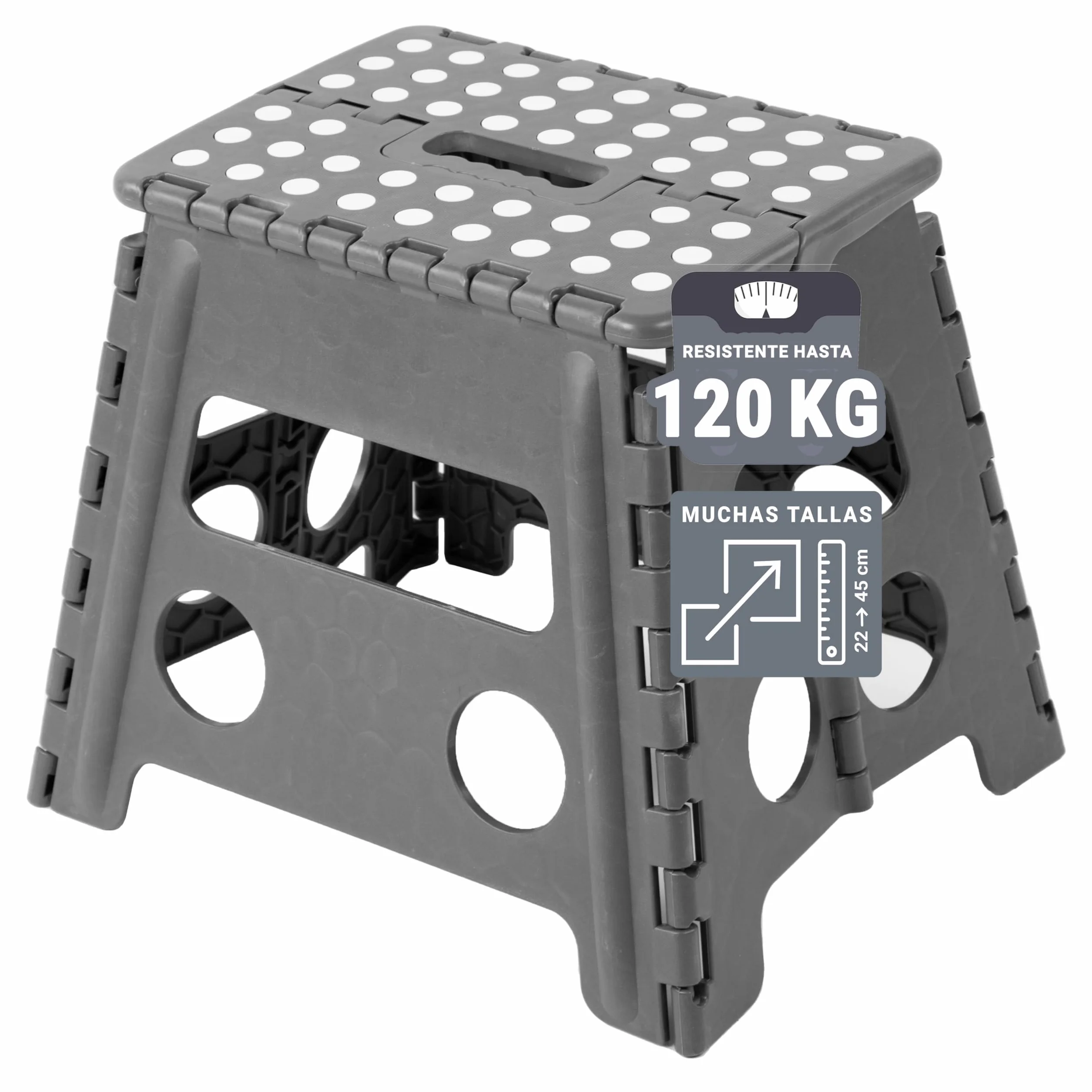 ZOLLNER Taburete Plegable Multiusos 30 cm Altura 120 kg Gris
